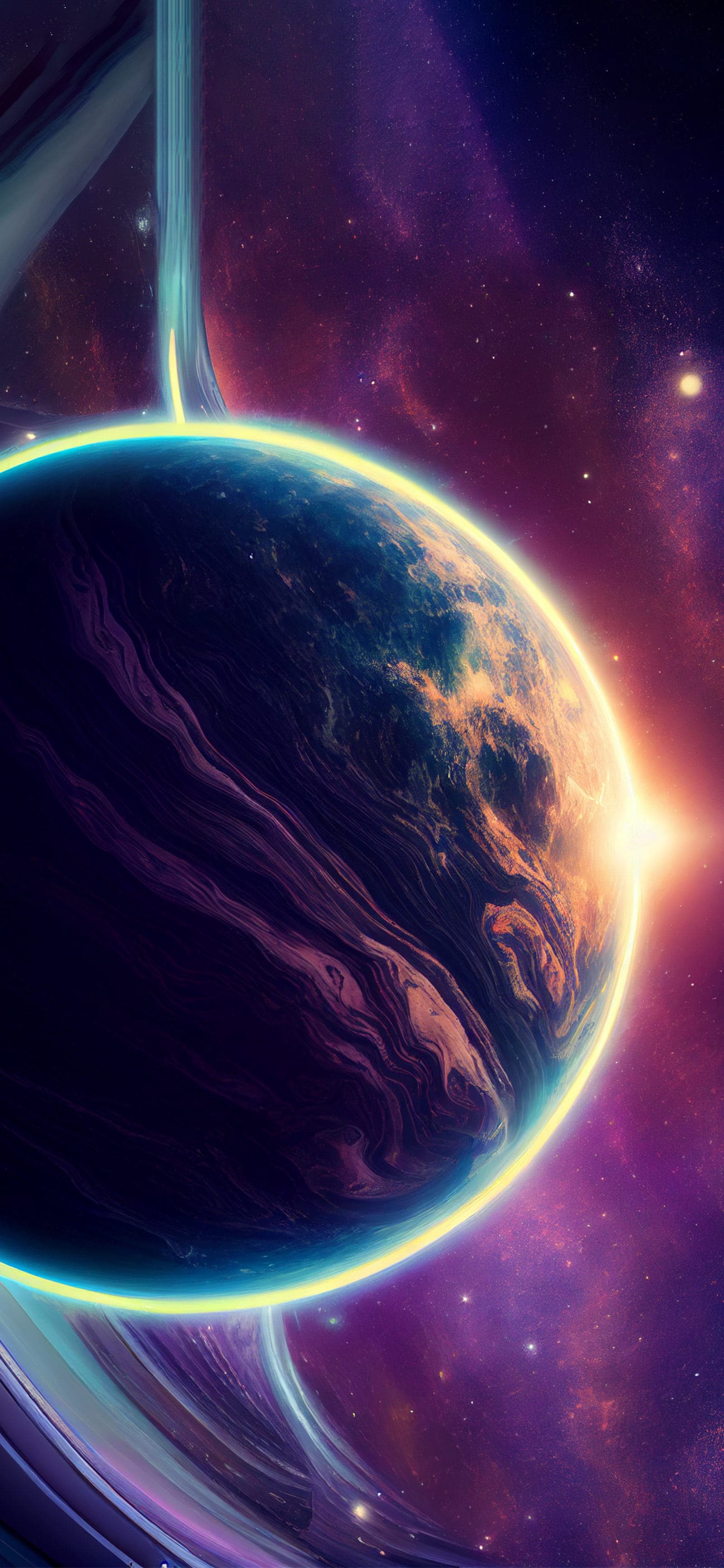 Cosmic Planetscape - Pro phone wallpaper
