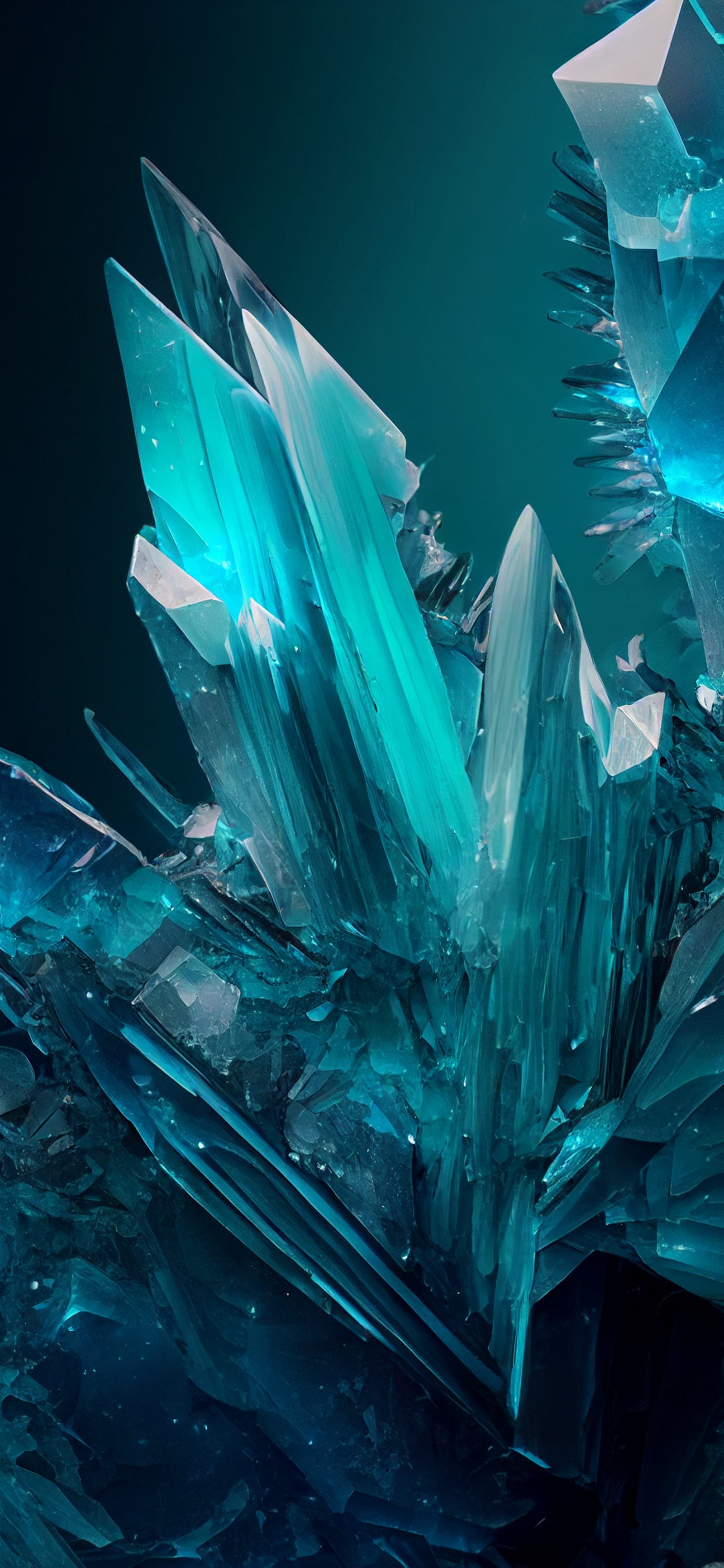 Teal Crystal Growth - Pro phone wallpaper