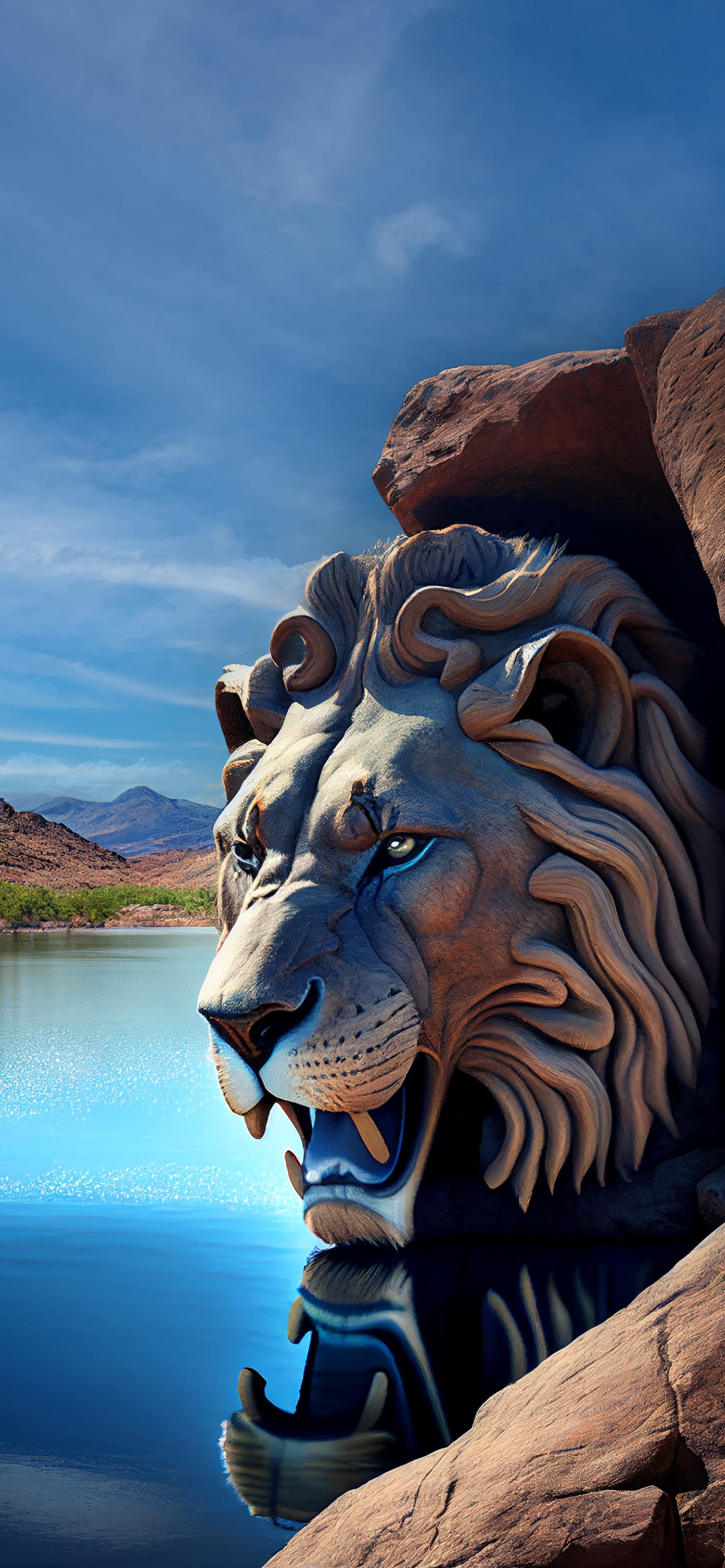 Lion Head Sculpture - Pro phone wallpaper