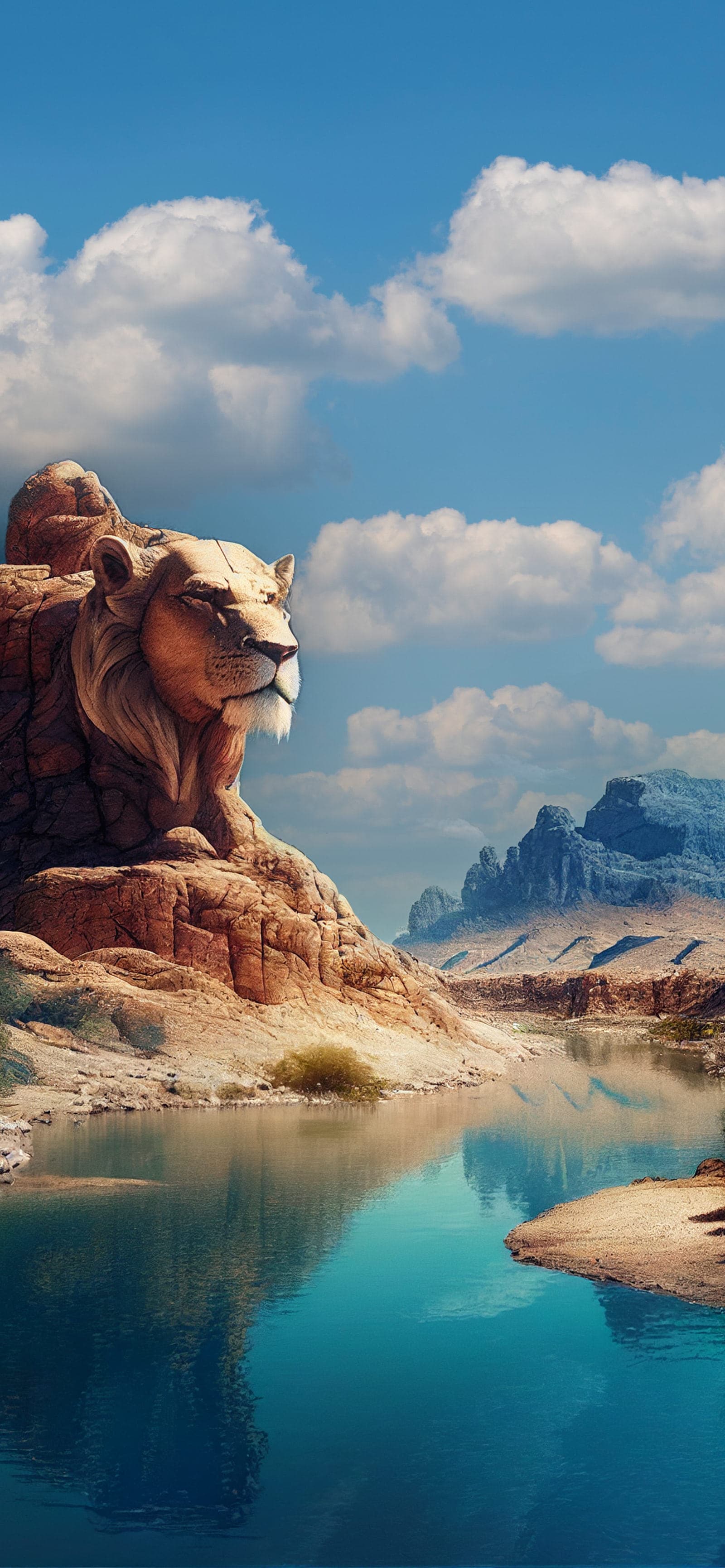 Lion Monument Lake - Pro phone wallpaper