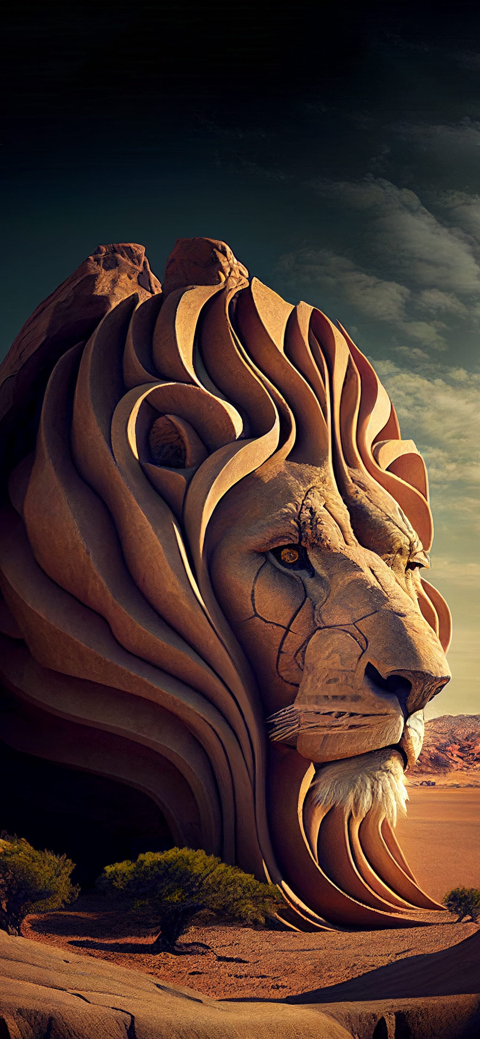 Lion Stone Sculpture - Pro phone wallpaper