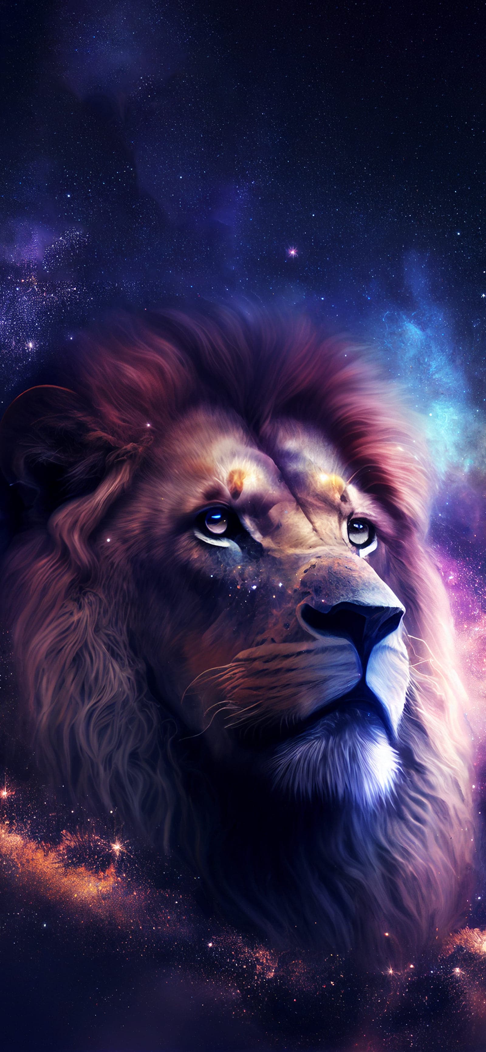 Cosmic Lion Gaze - Pro phone wallpaper