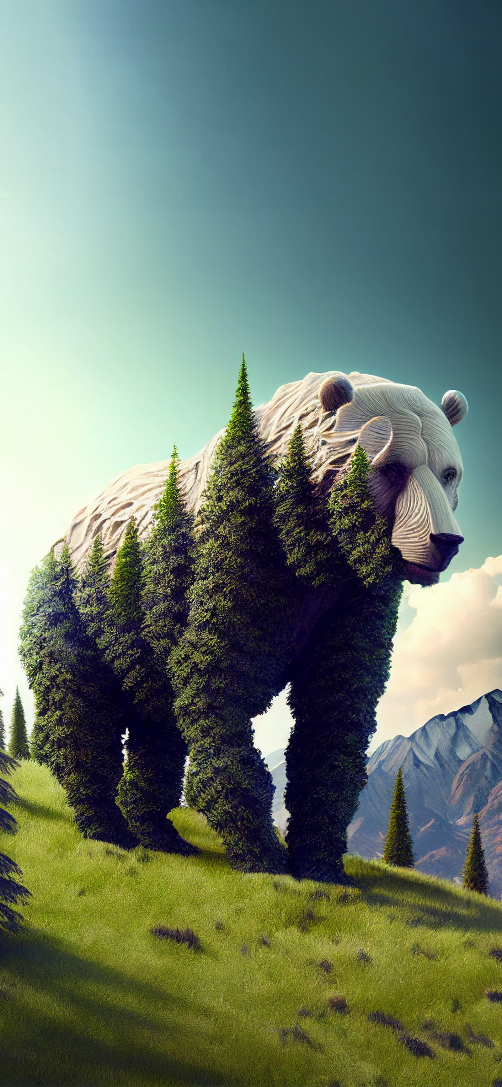 Arboreal Bear Statue - Pro phone wallpaper