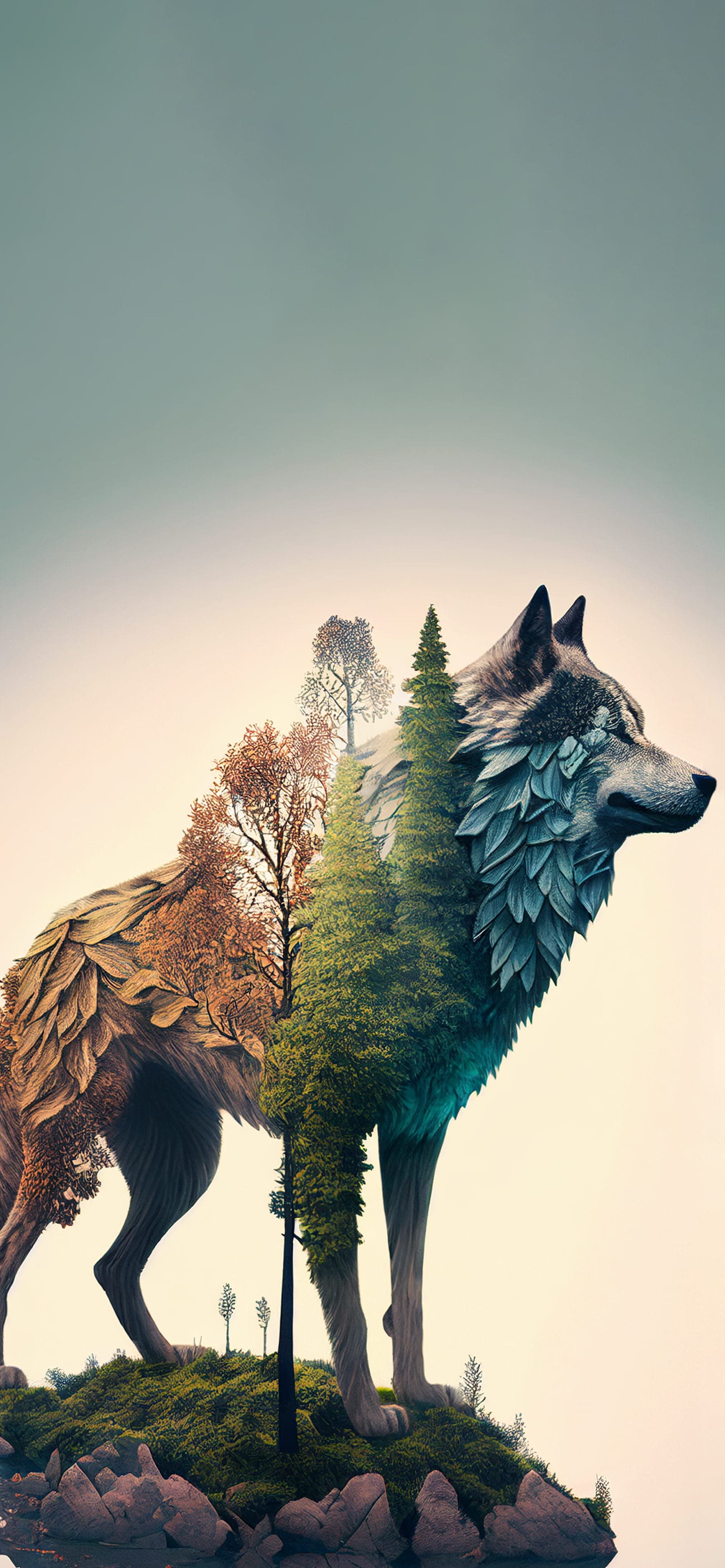 Nature Wolf Fusion - Pro phone wallpaper