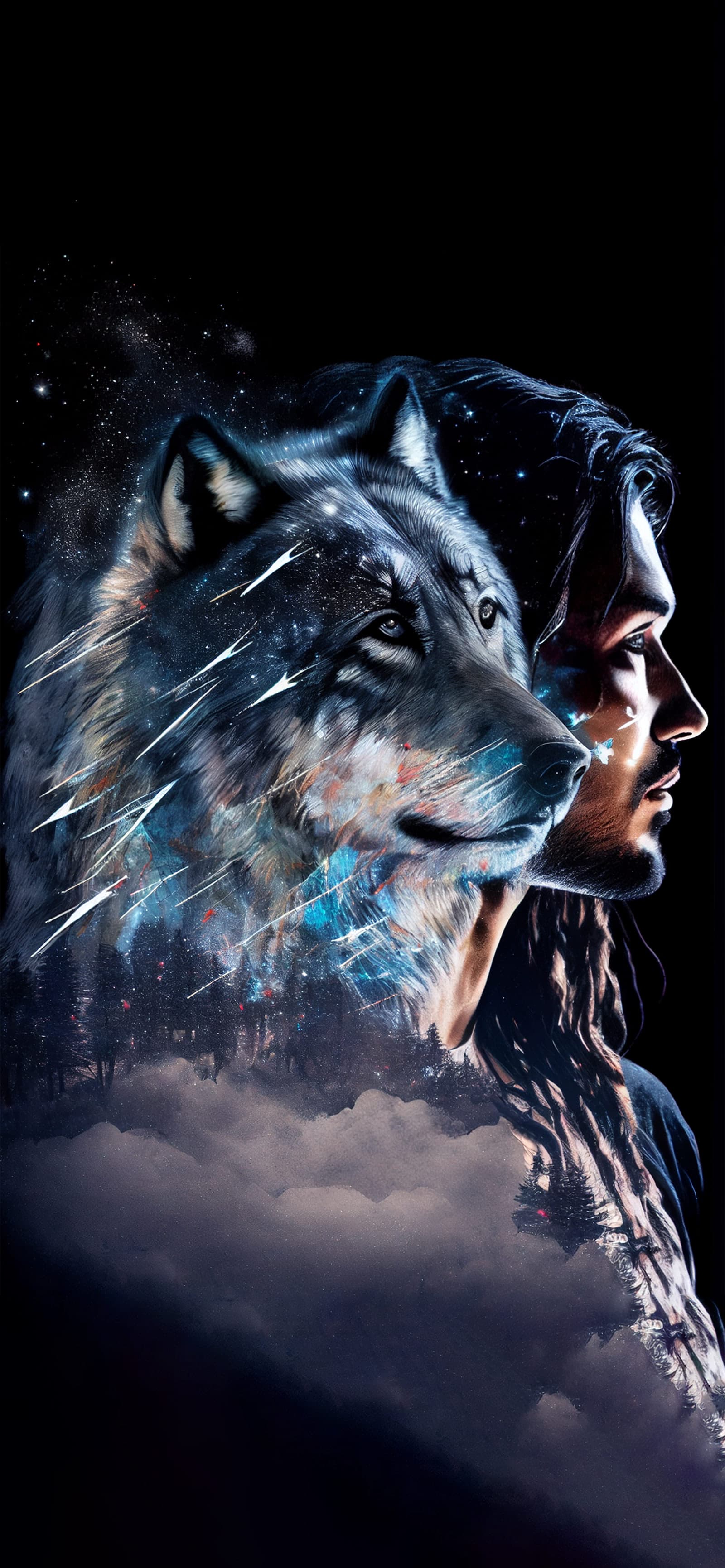 Wolf Spirit Double - Pro phone wallpaper