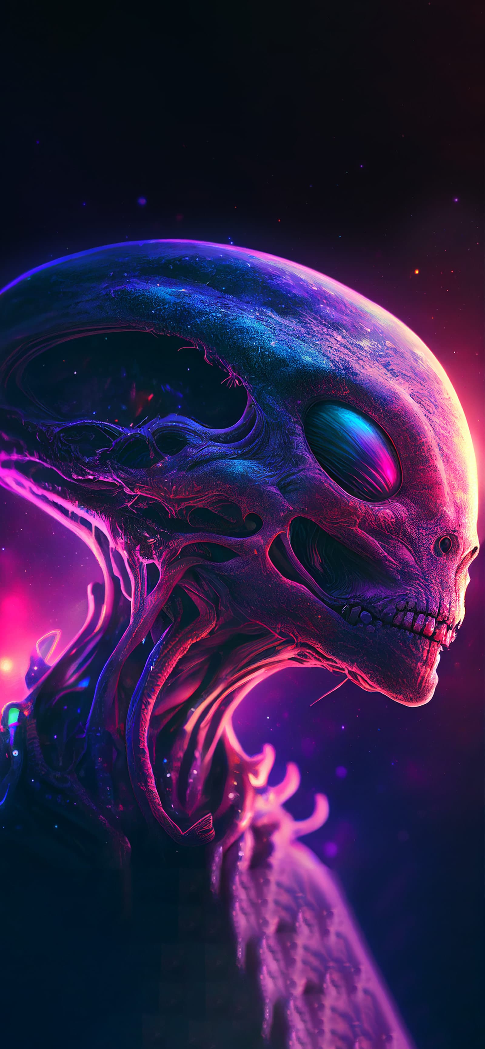 Neon Alien Profile - Pro phone wallpaper