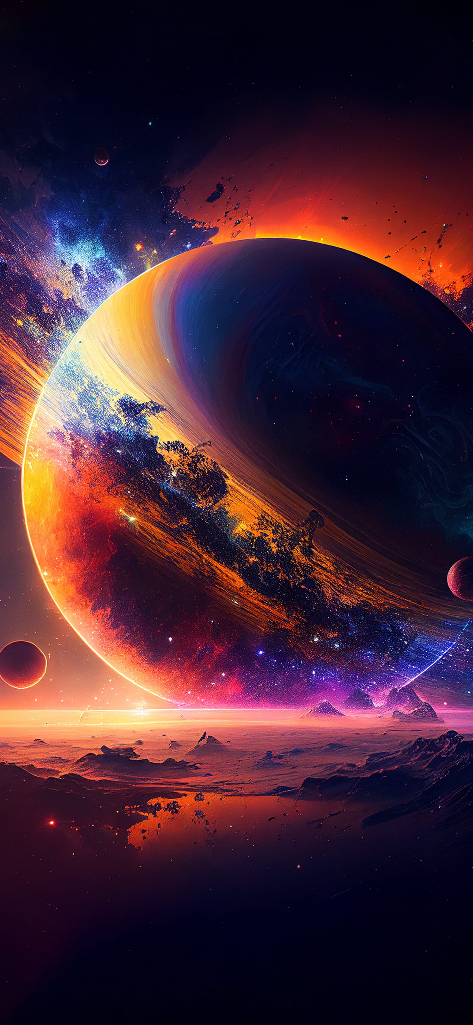 Cosmic Planet Glow - Pro phone wallpaper