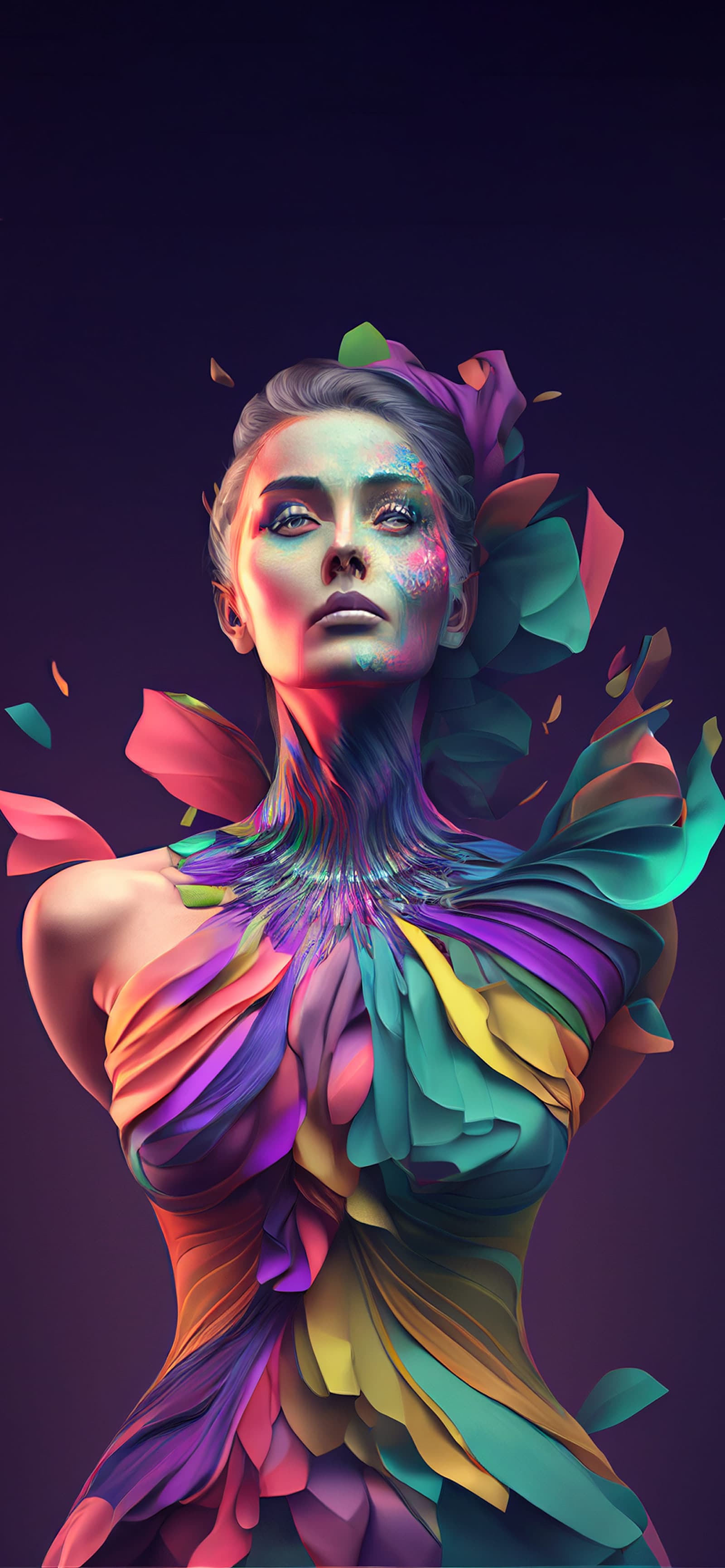 Colorful Petal Woman - Pro phone wallpaper