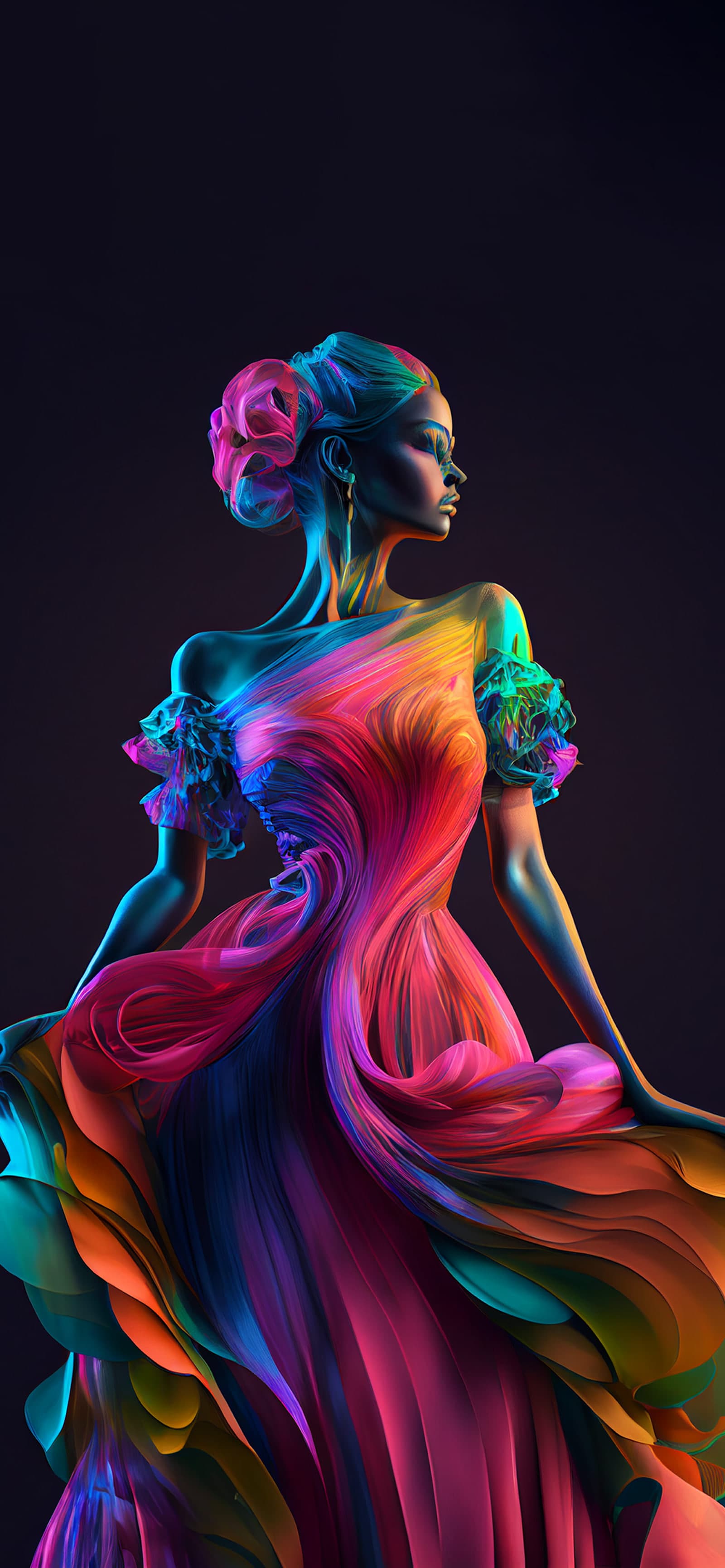 Rainbow Dress Swirls - Pro phone wallpaper