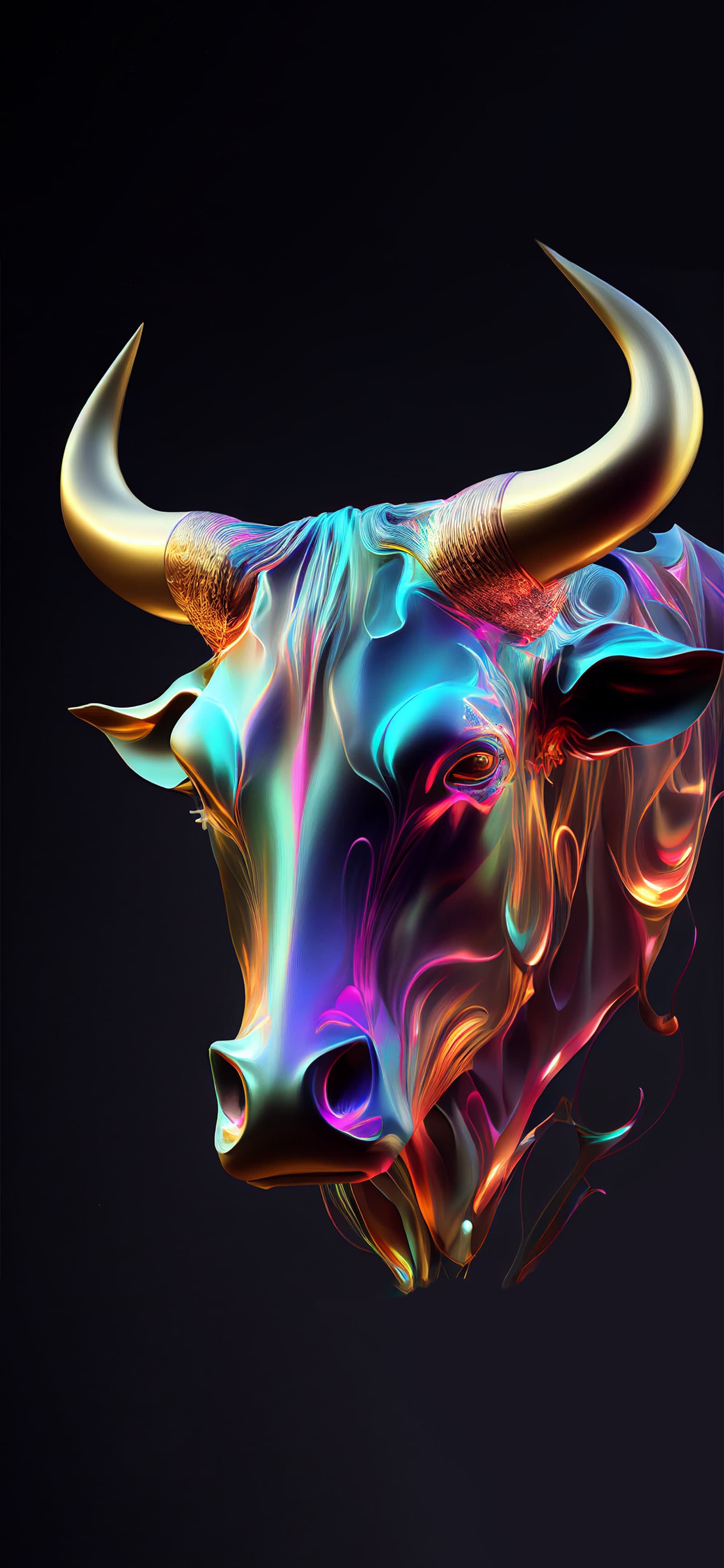 Neon Bull Portrait - Pro phone wallpaper