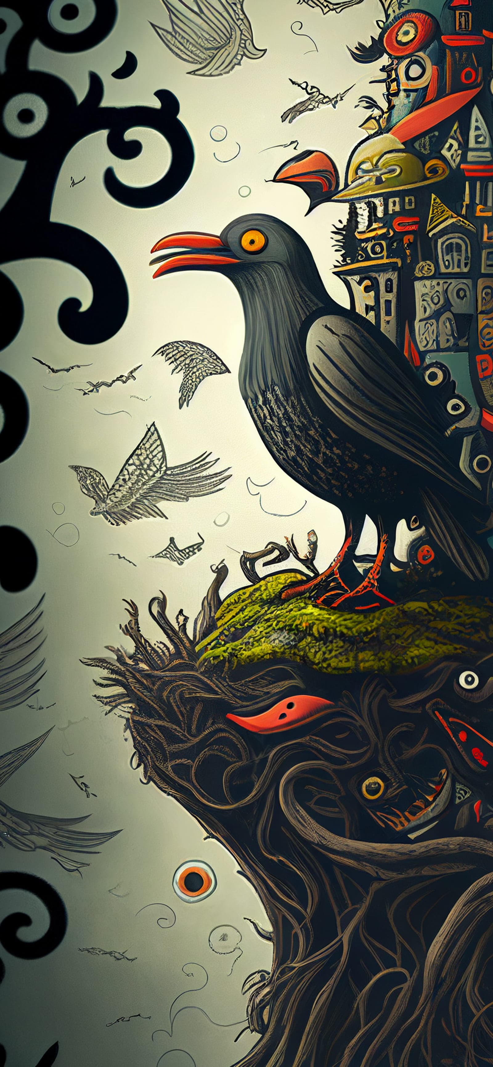 Raven Totem Art - Pro phone wallpaper