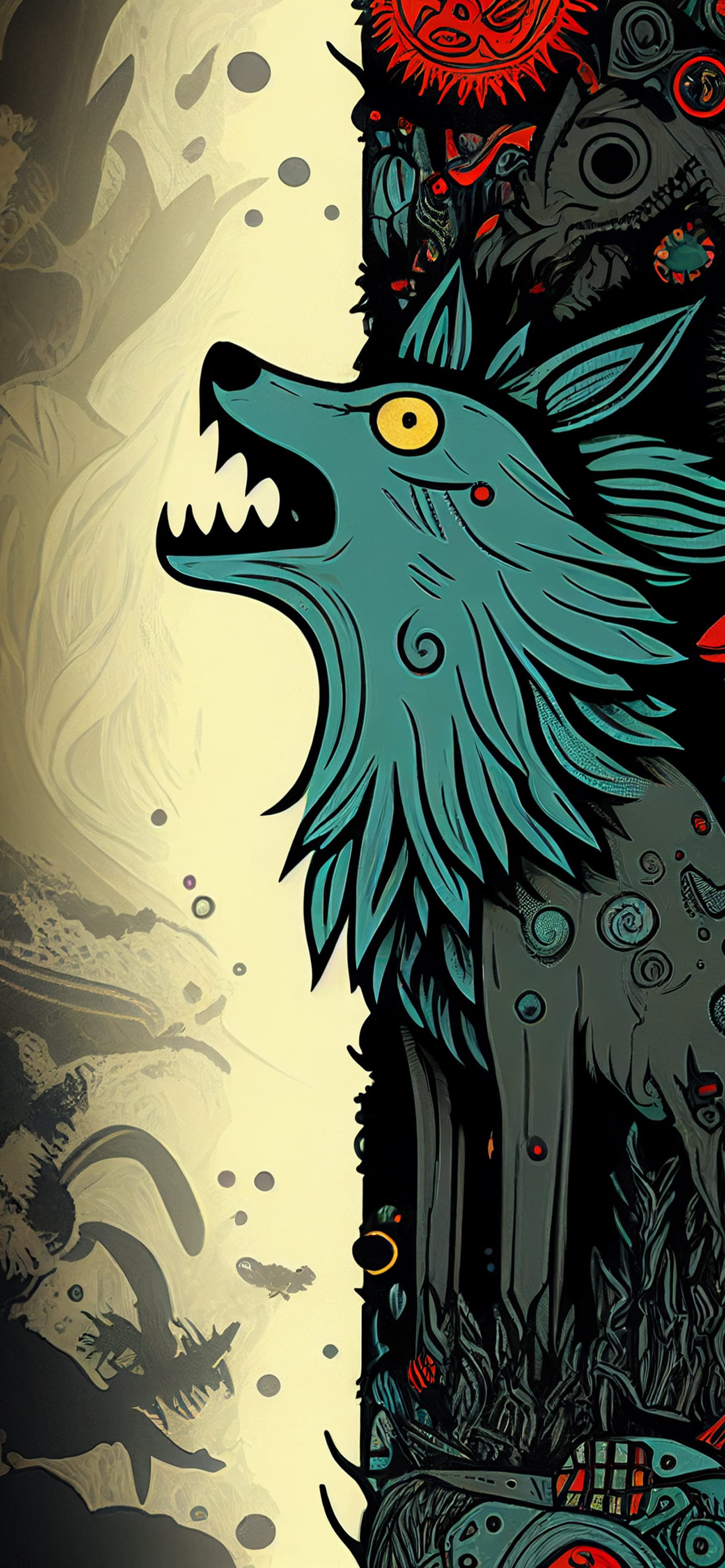 Tribal Wolf Art - Pro phone wallpaper
