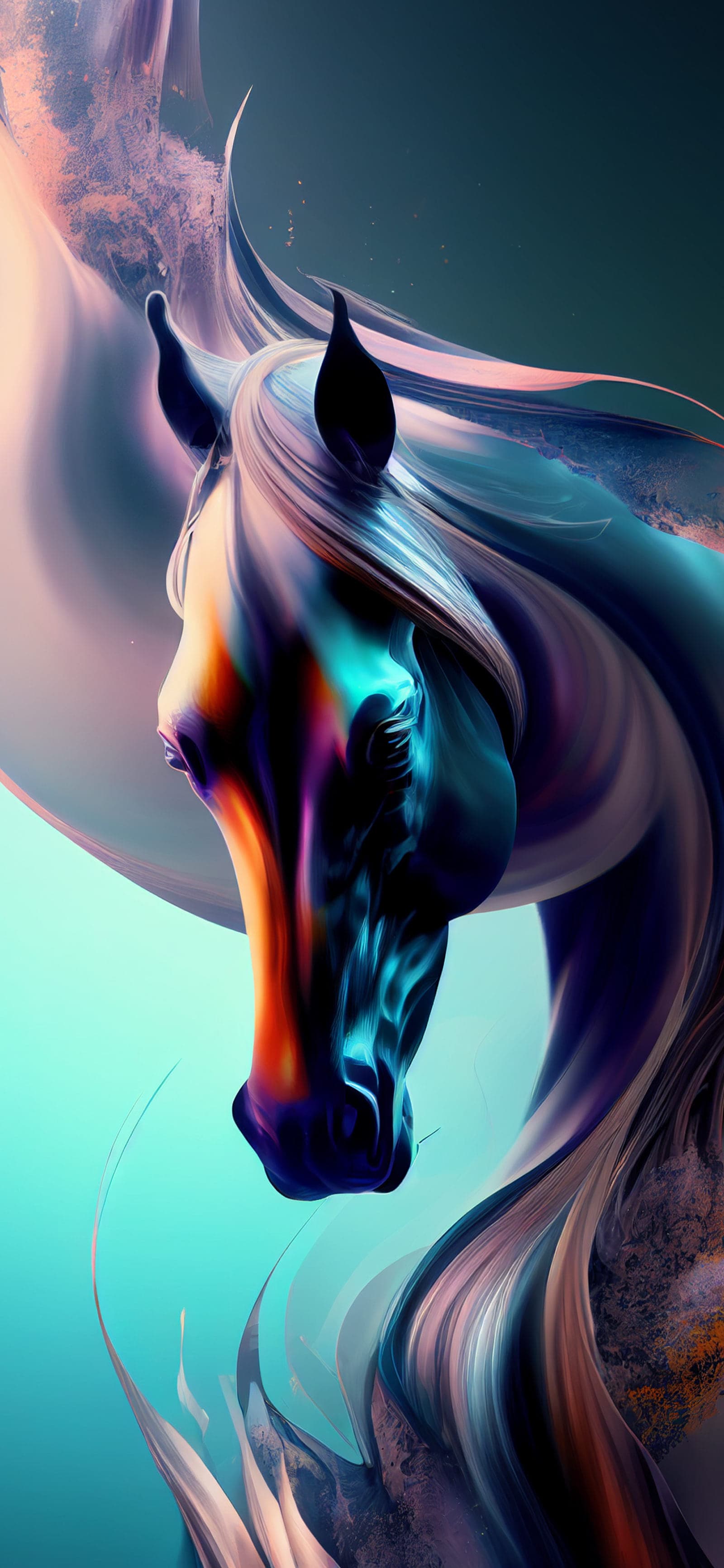 Iridescent Horse Profile - Pro phone wallpaper