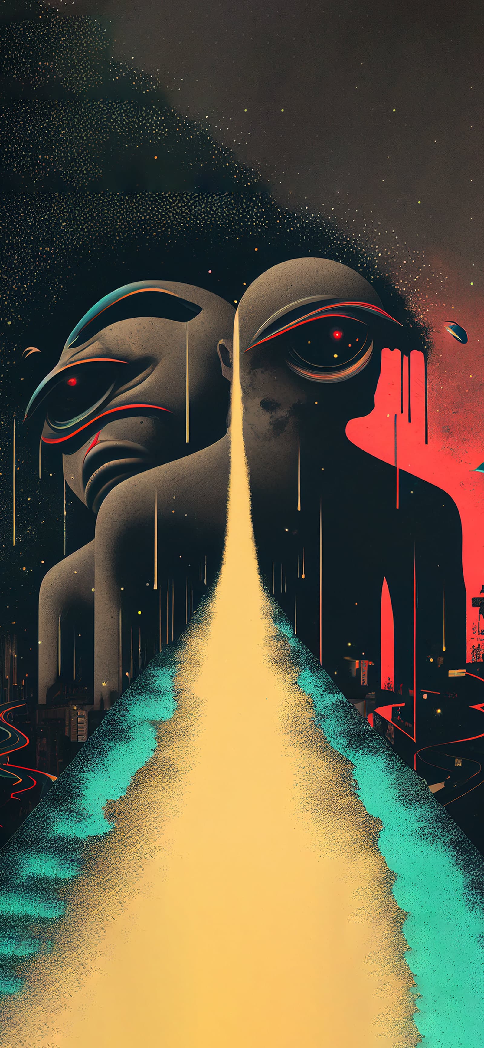 Alien Cityscape - Pro phone wallpaper