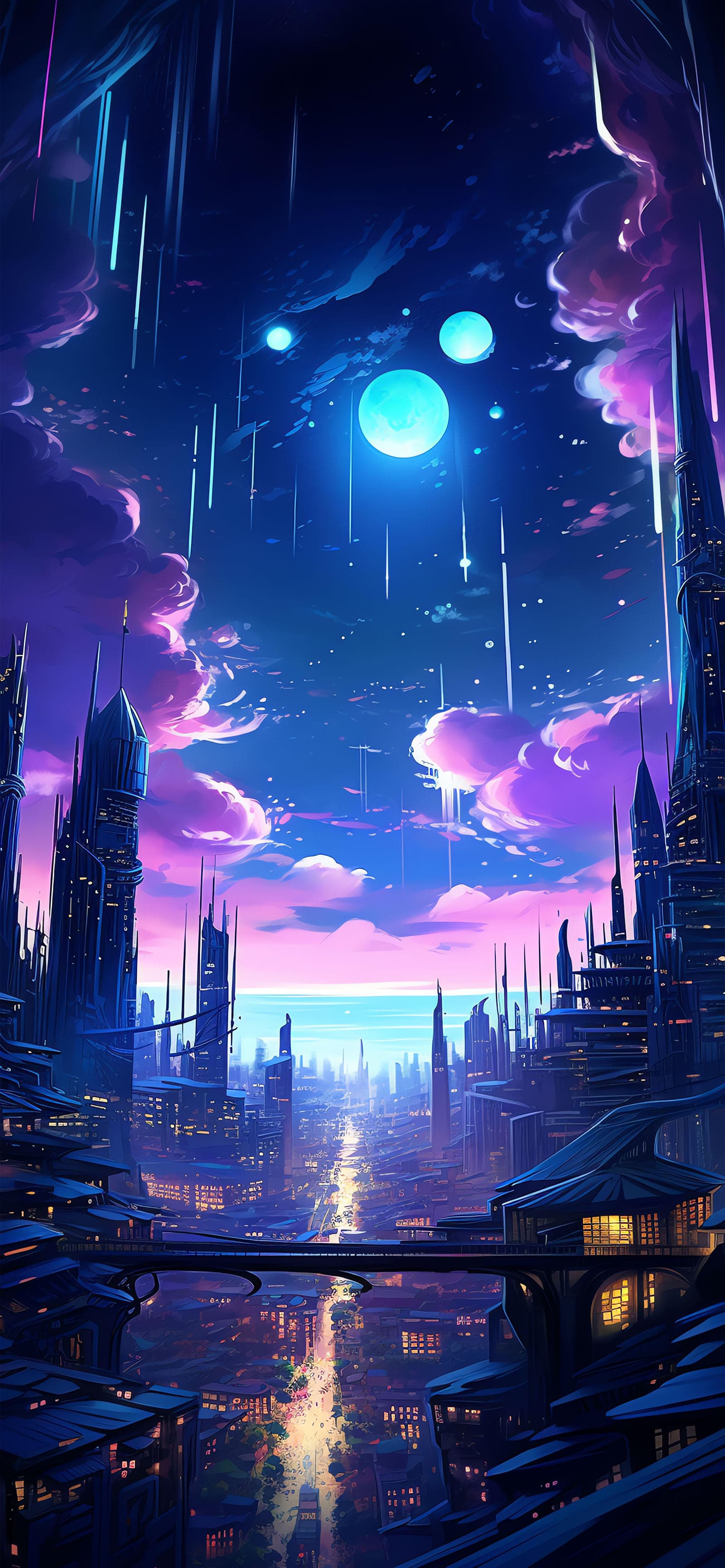 Celestial Cityscape - Pro phone wallpaper