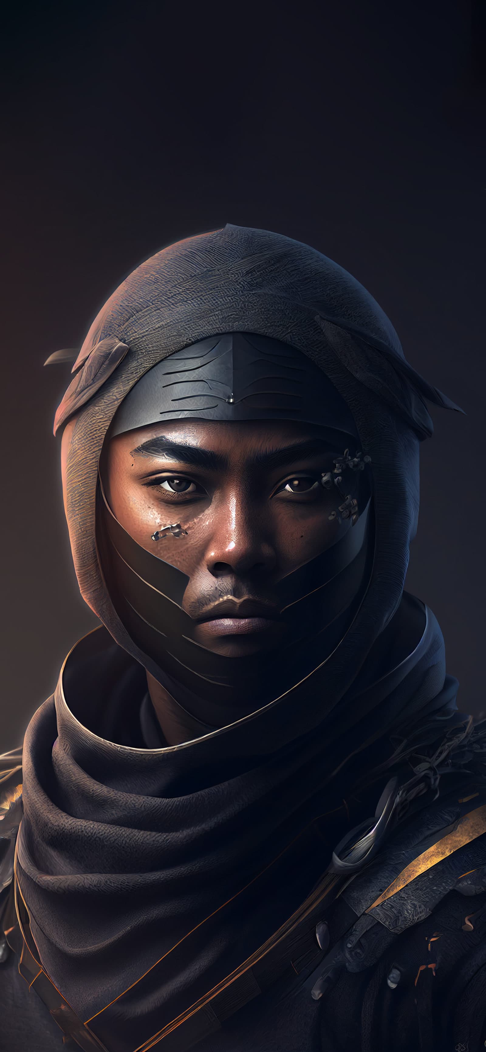 Hooded Ninja Stare - Pro phone wallpaper