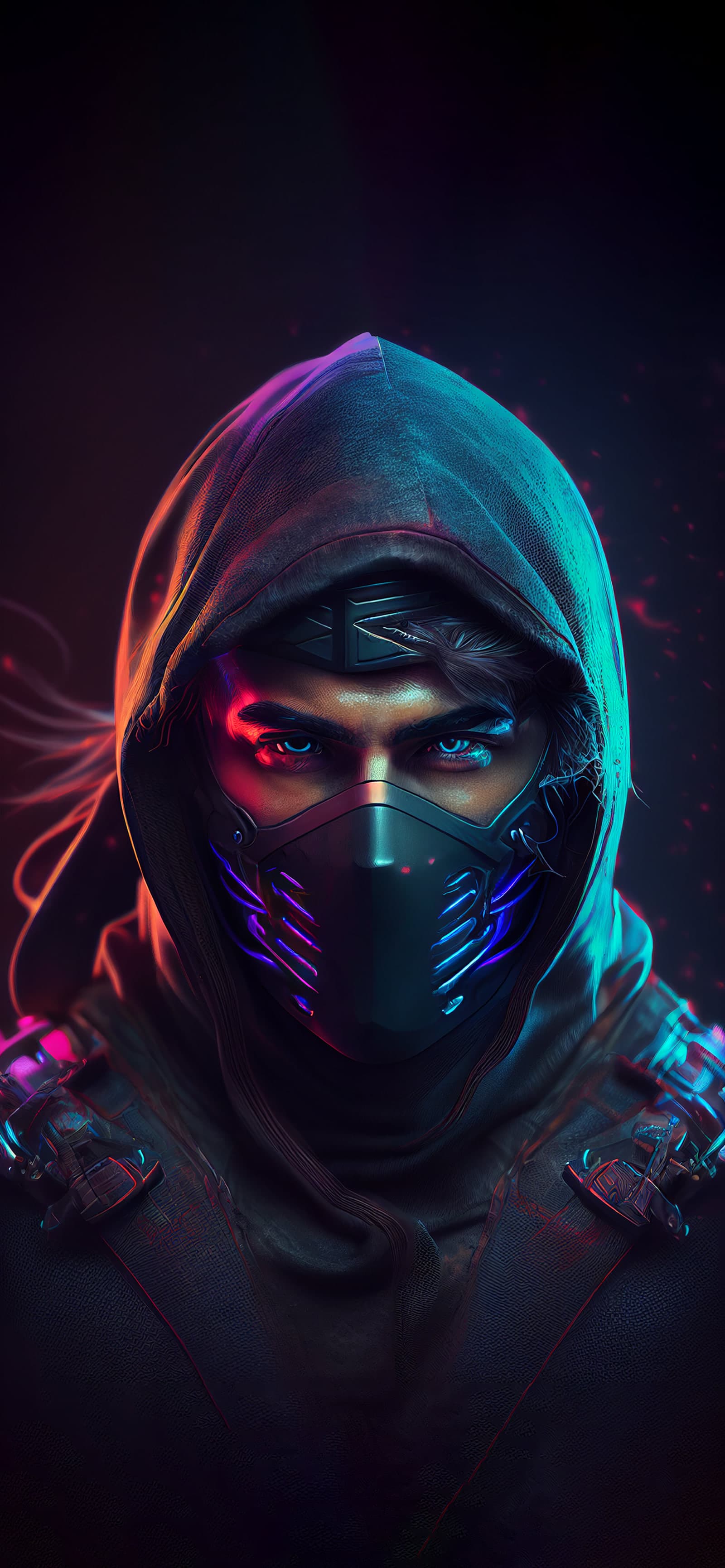 Cyberpunk Masked Vigilante - Pro phone wallpaper