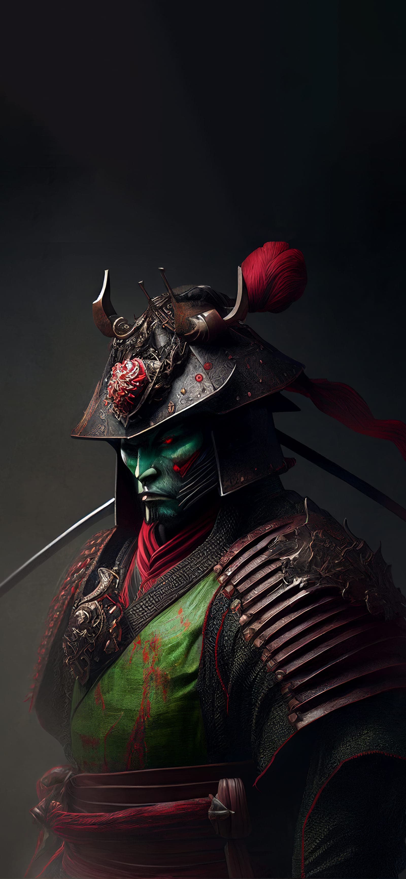 Green Samurai Stance - Pro phone wallpaper