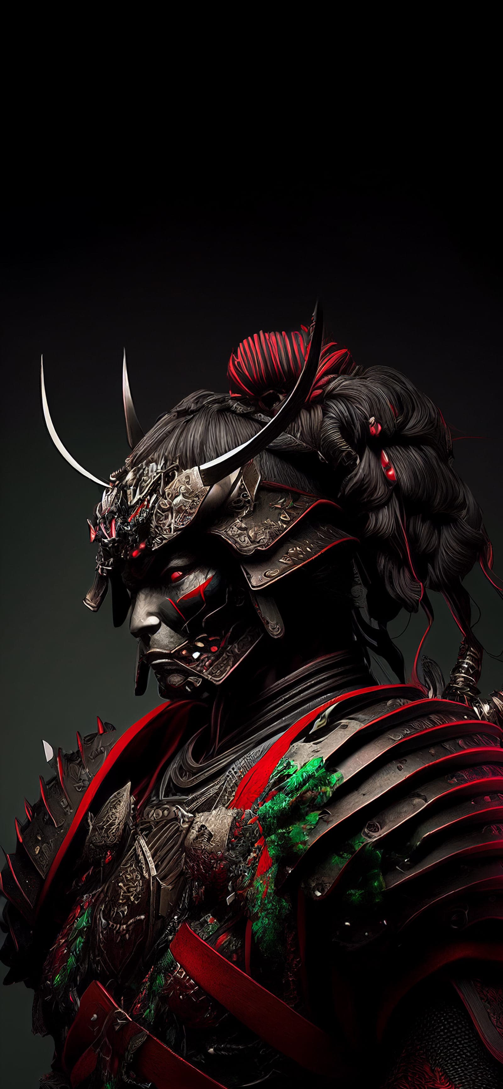 Crimson Samurai Portrait - Pro phone wallpaper