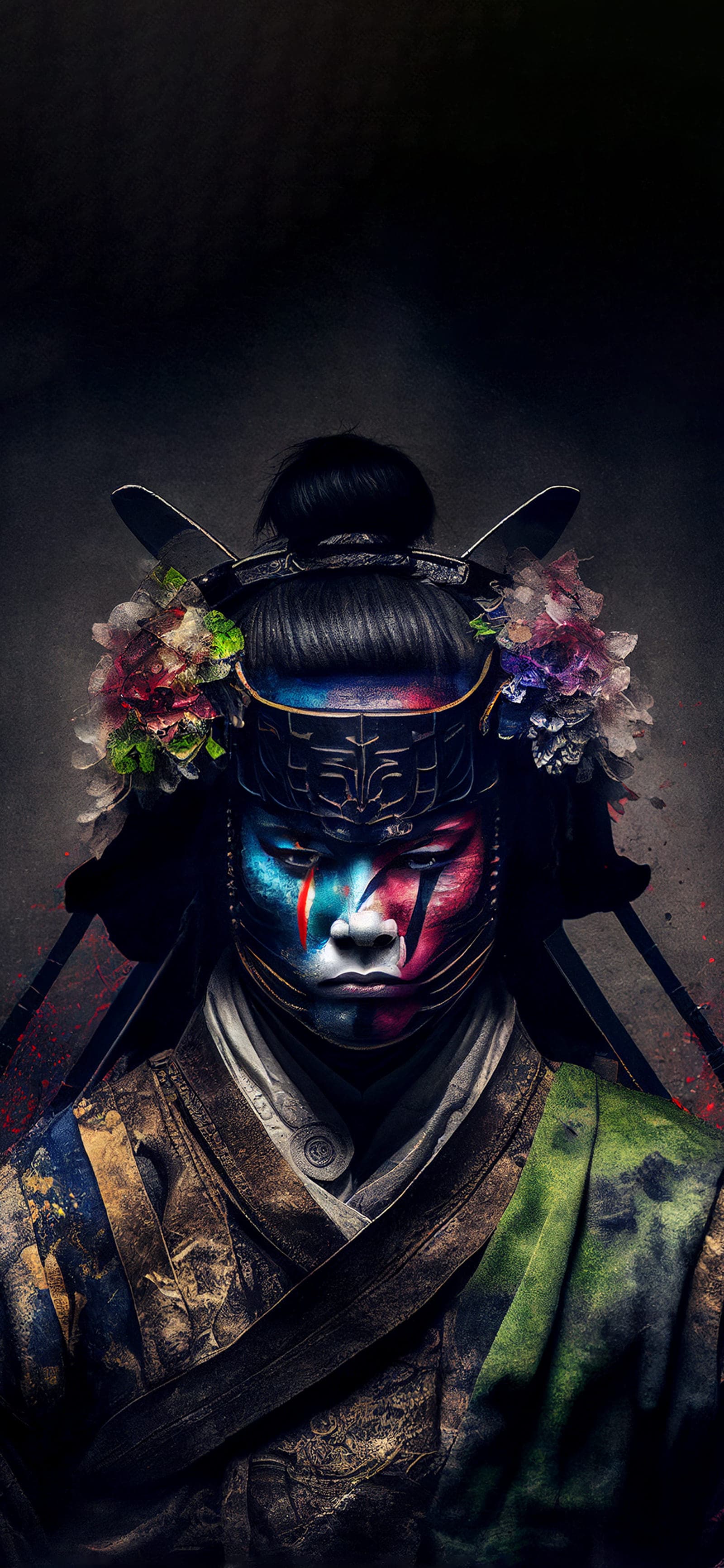 Floral Samurai Warrior - Pro phone wallpaper