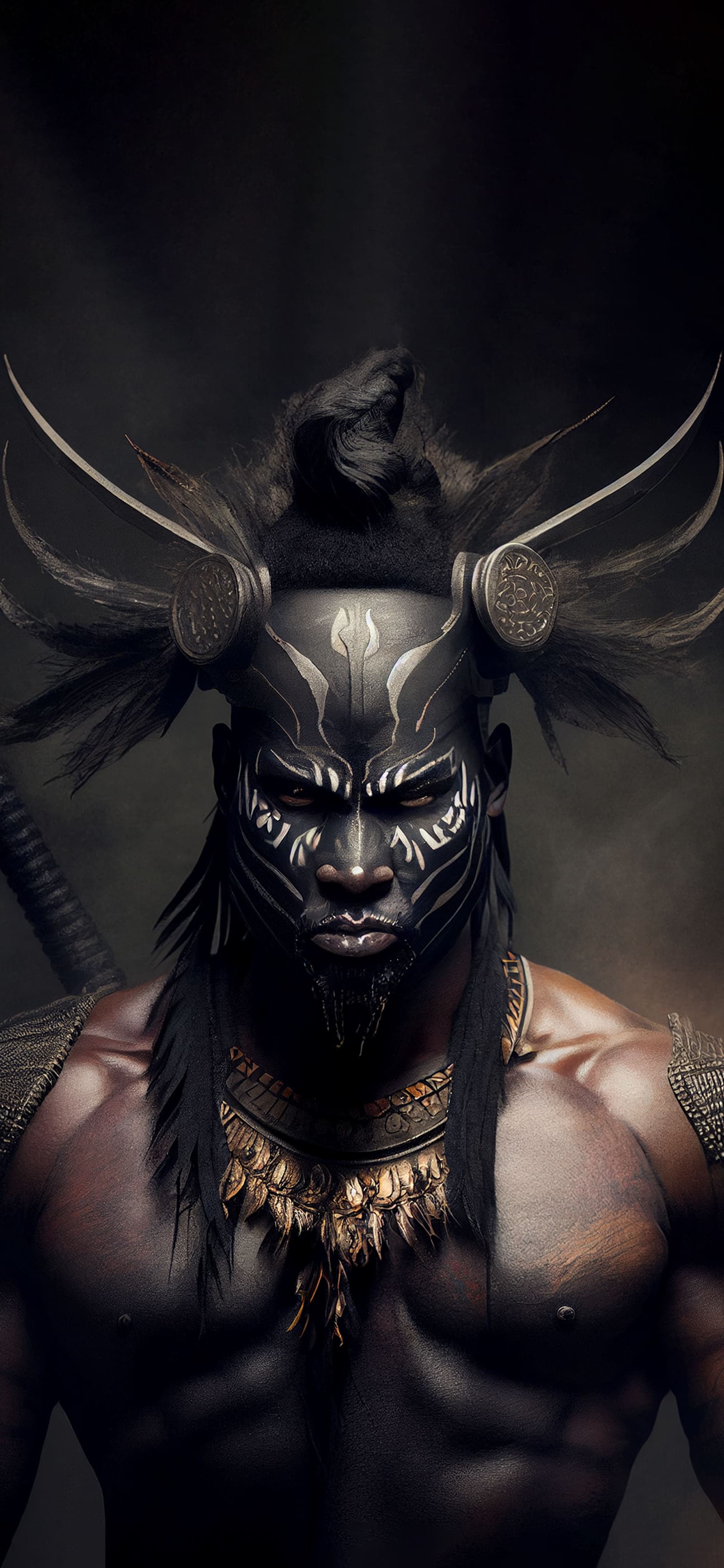 Tribal Warrior Portrait - Pro phone wallpaper