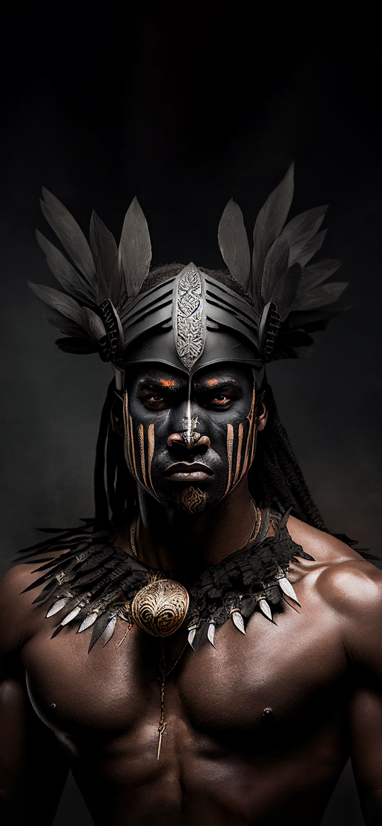 Tribal Warrior Portrait - Pro phone wallpaper