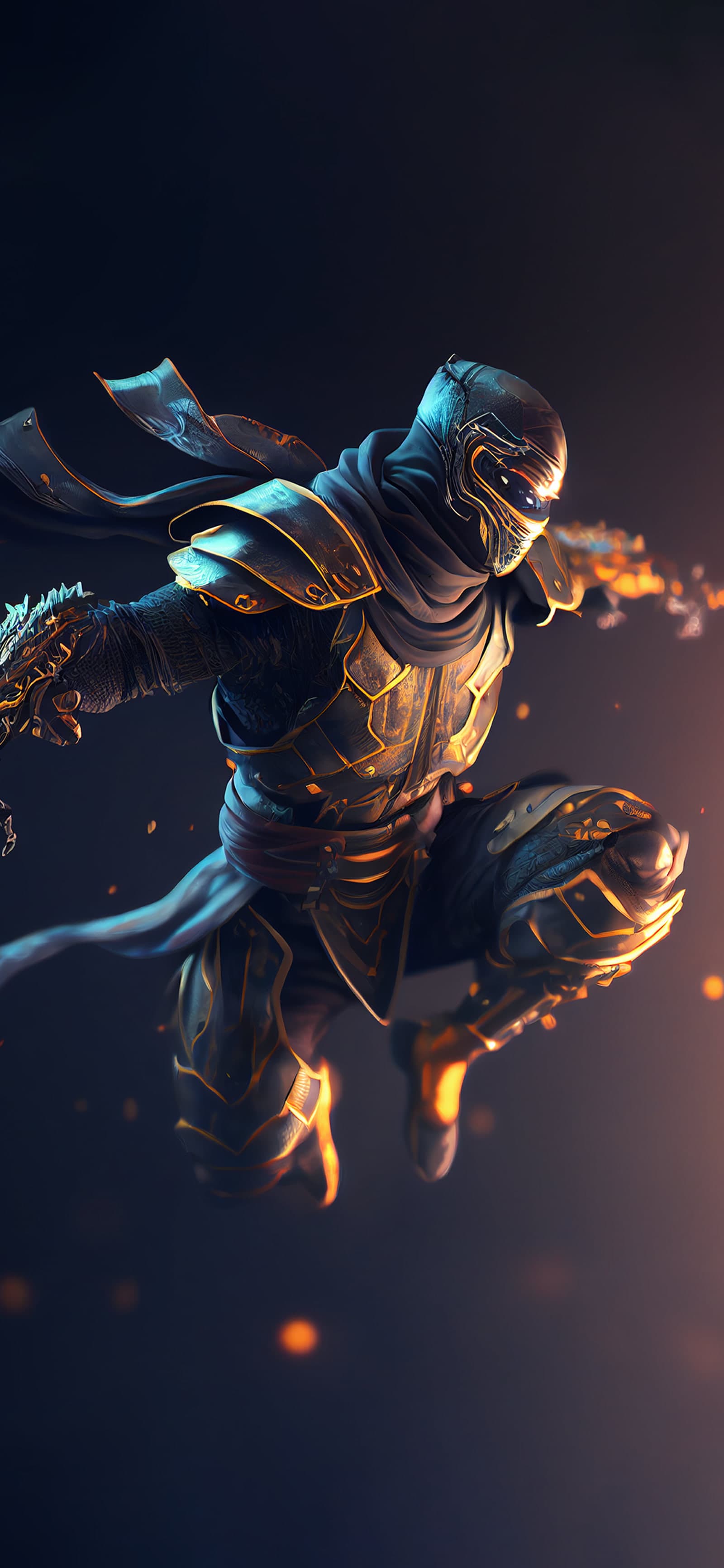 Cyberpunk Ninja Leap - Pro phone wallpaper