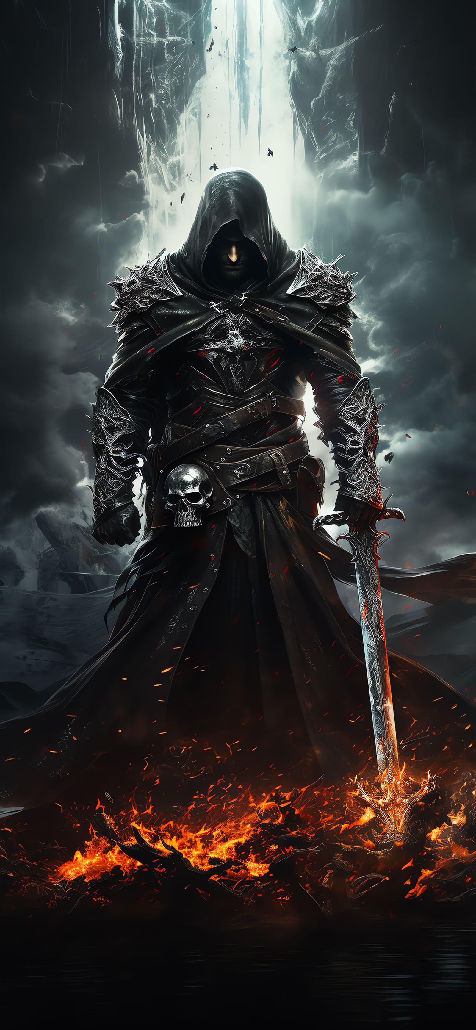 Crimson Shadow Figure - Pro phone wallpaper