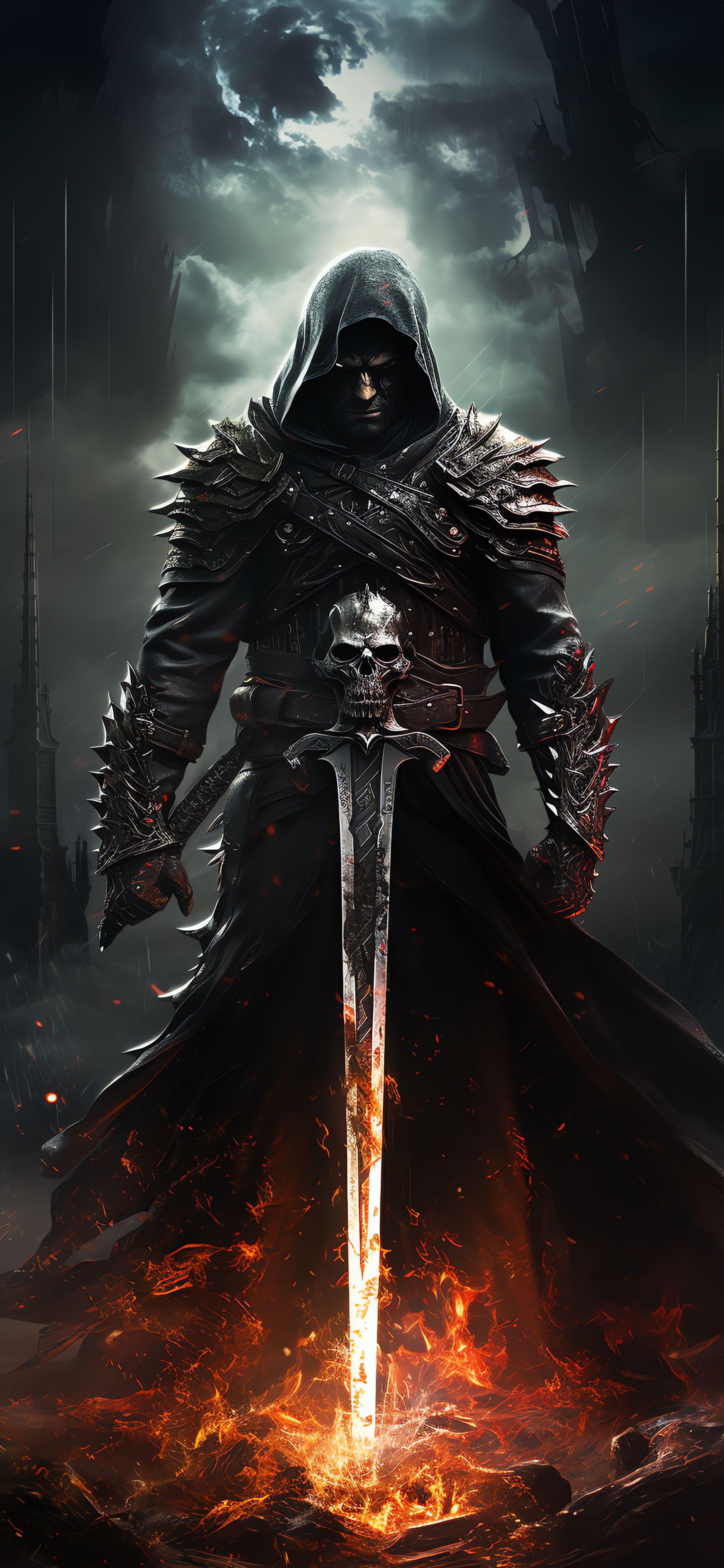 Skull Knight Inferno - Pro phone wallpaper
