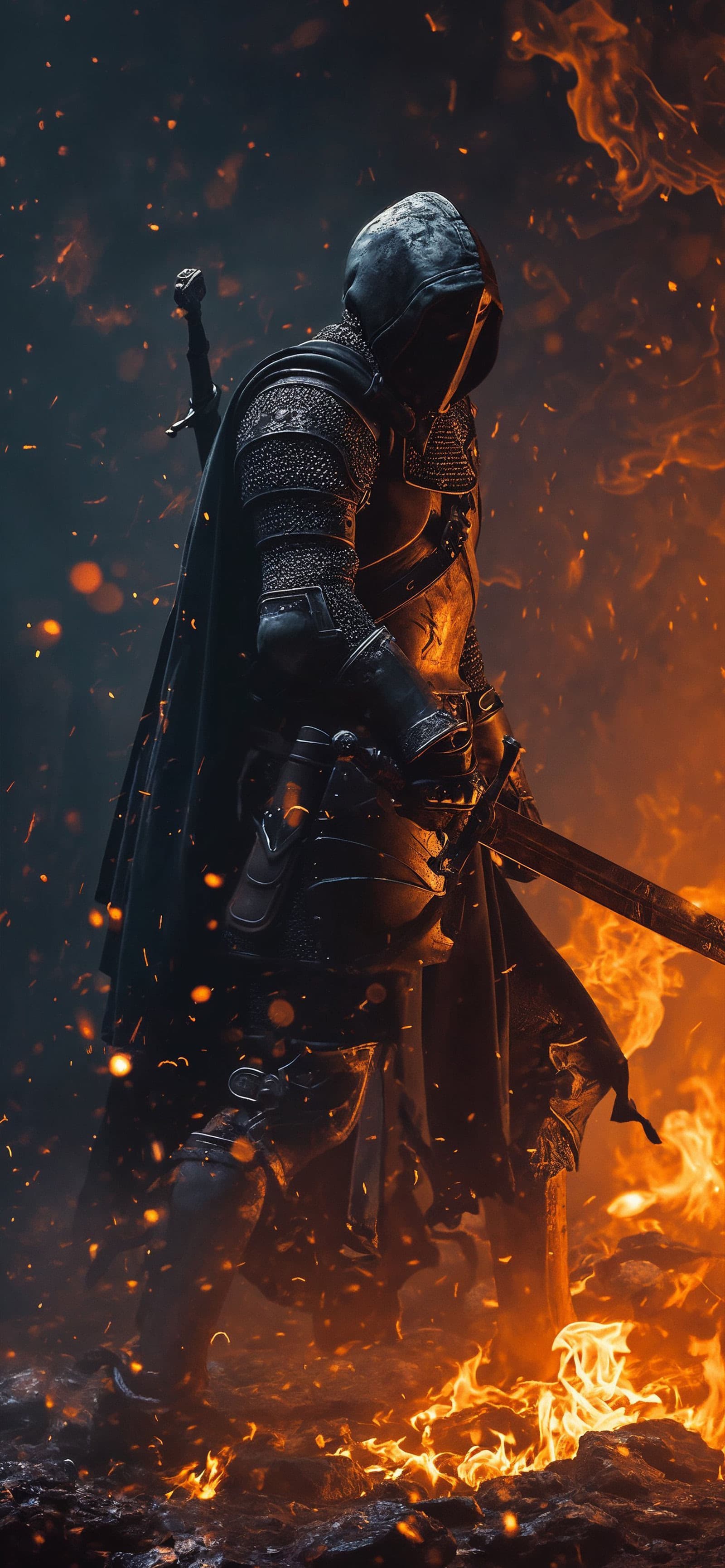 Fiery Knight Vigil - Pro phone wallpaper