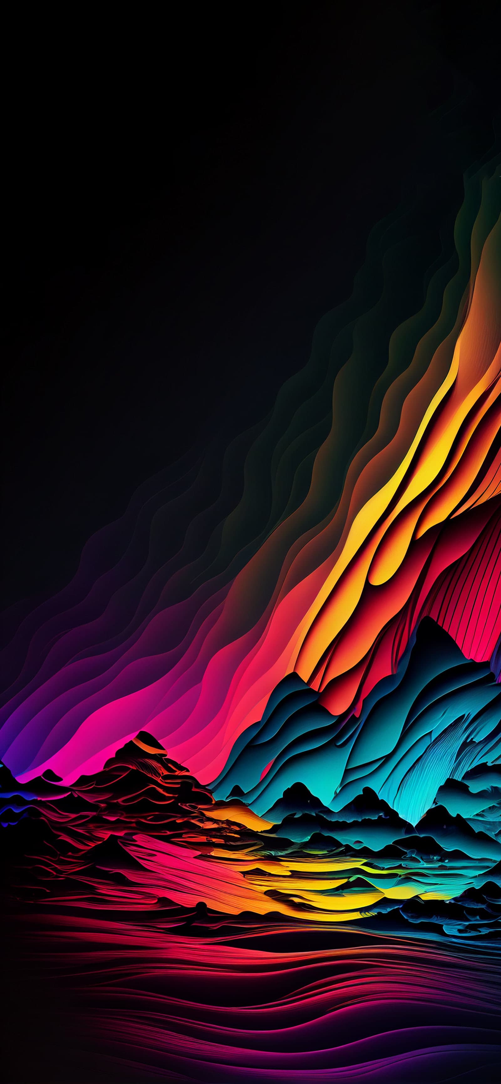 Neon Mountain Range - Pro phone wallpaper