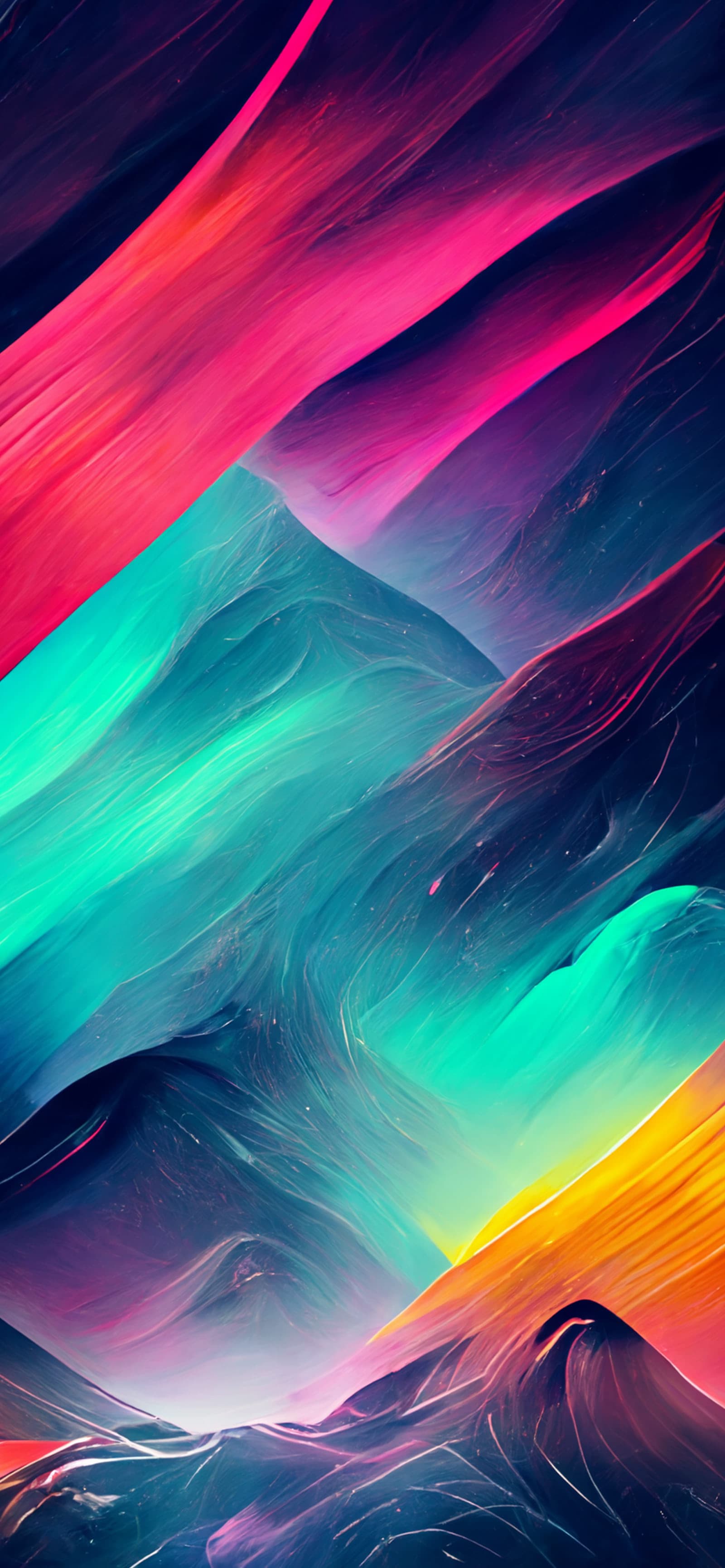 Neon Mountainscape - Pro phone wallpaper