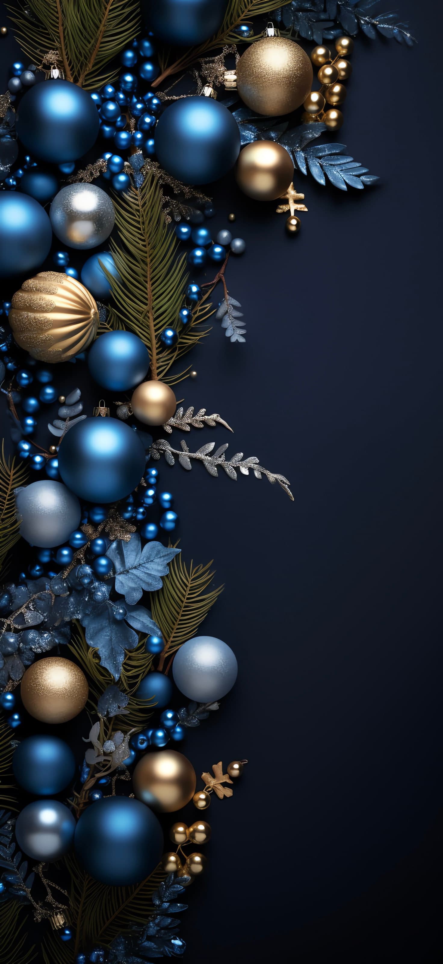 Festive Blue Ornaments - Pro phone wallpaper