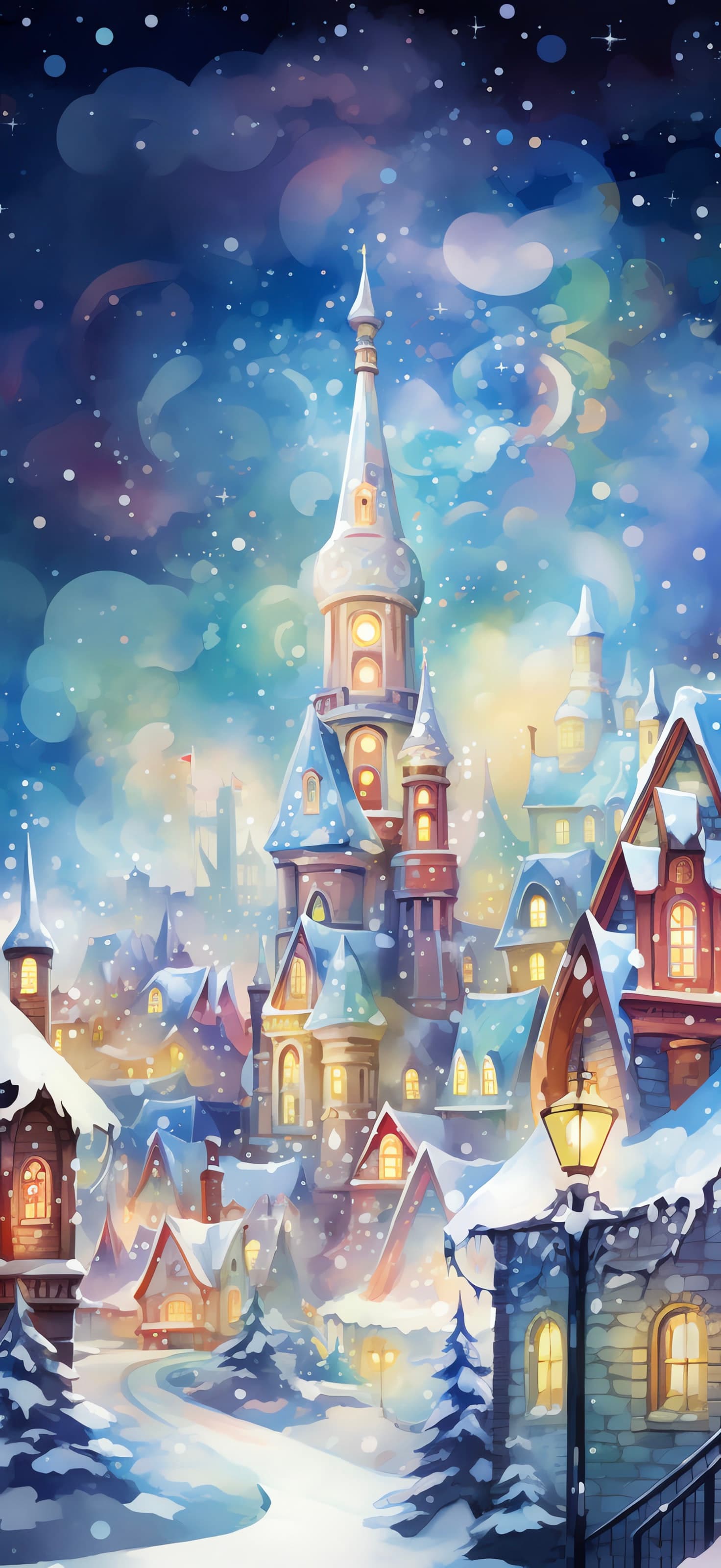Snowy Village Dream - Pro phone wallpaper