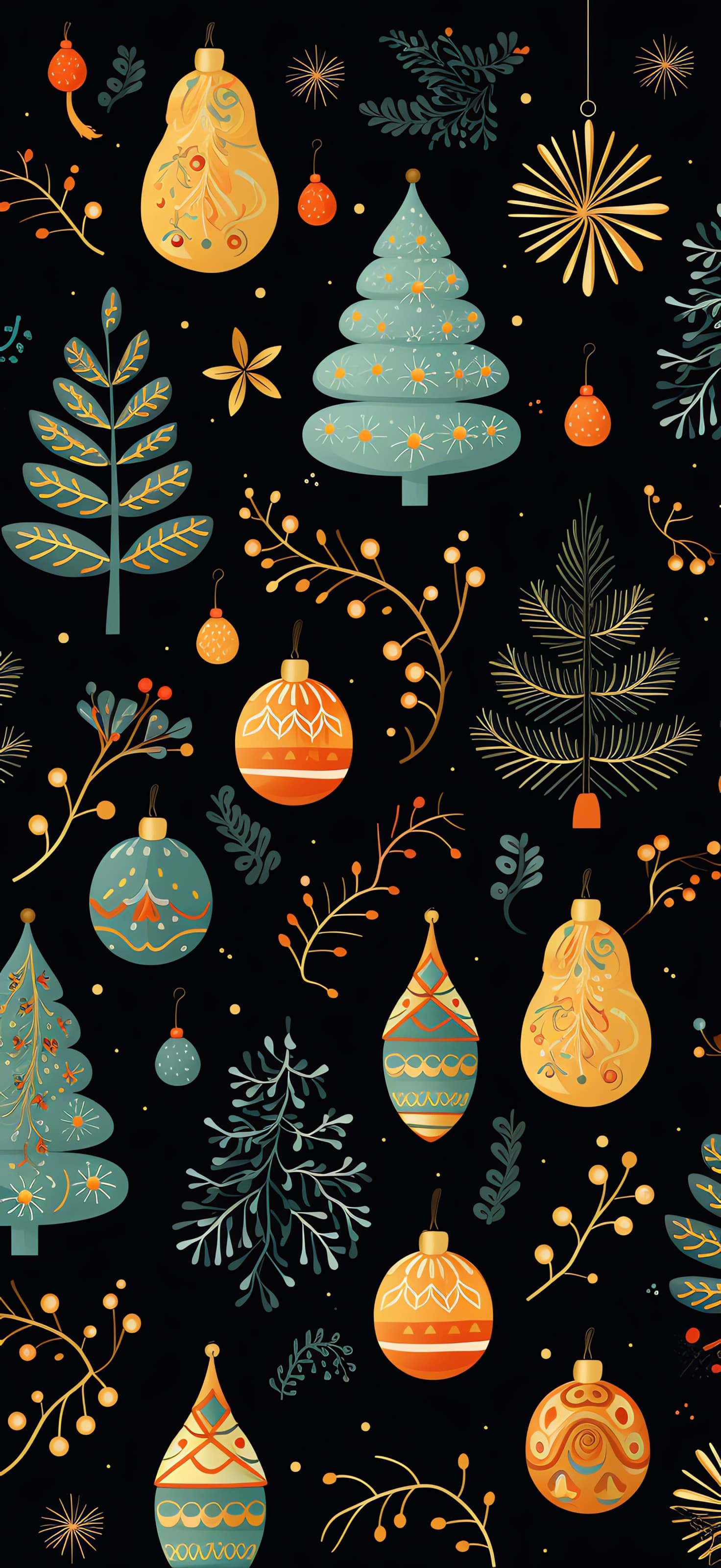 Whimsical Christmas Pattern - Pro phone wallpaper