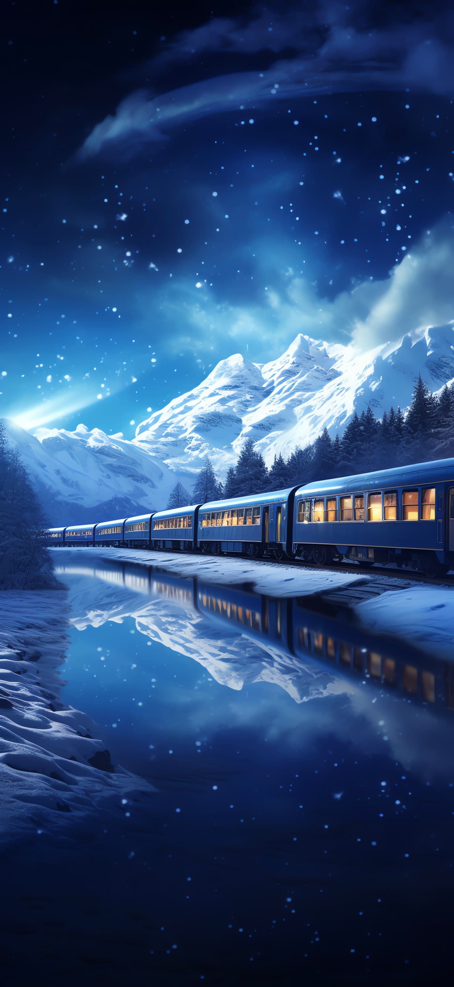 Winter Train Journey - Pro phone wallpaper