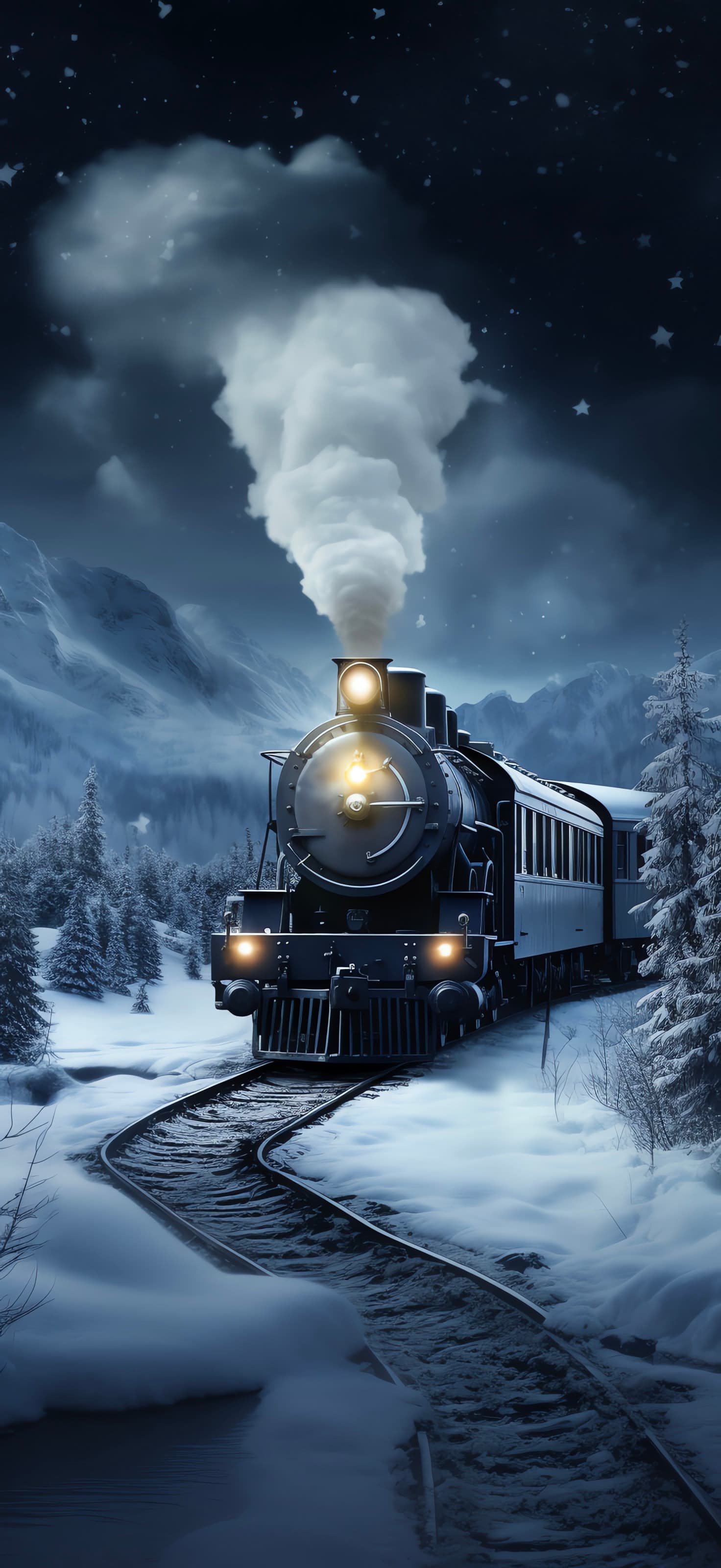Steam Train Winter - Pro phone wallpaper
