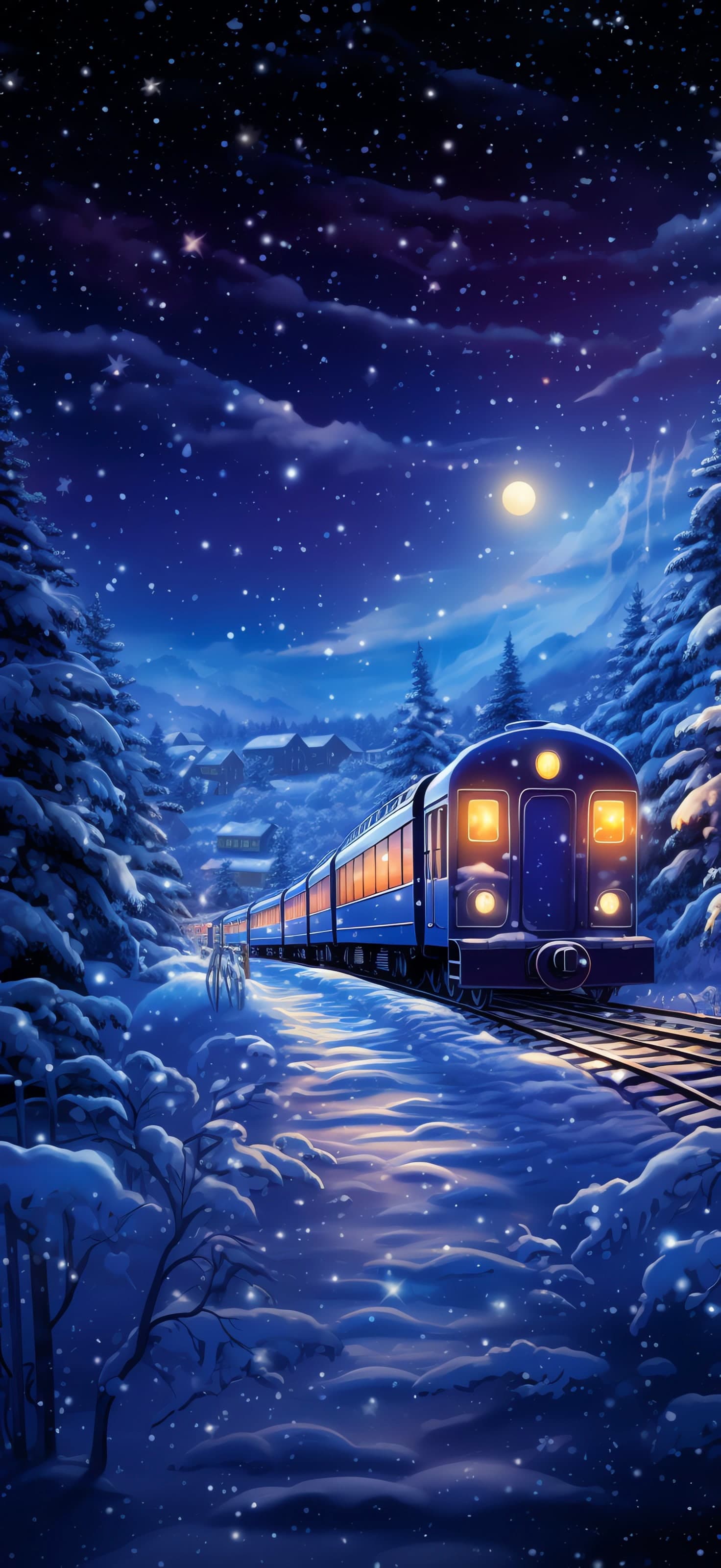 Snowy Train Ride - Pro phone wallpaper