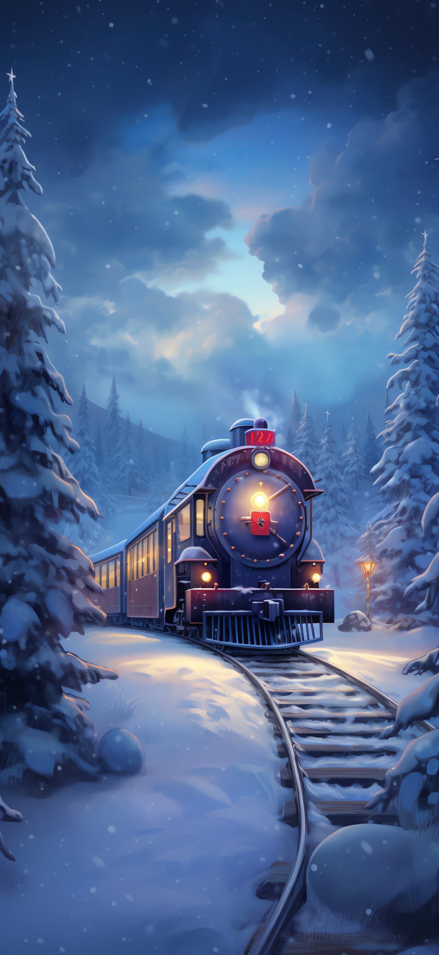 Winter Train Journey - Pro phone wallpaper