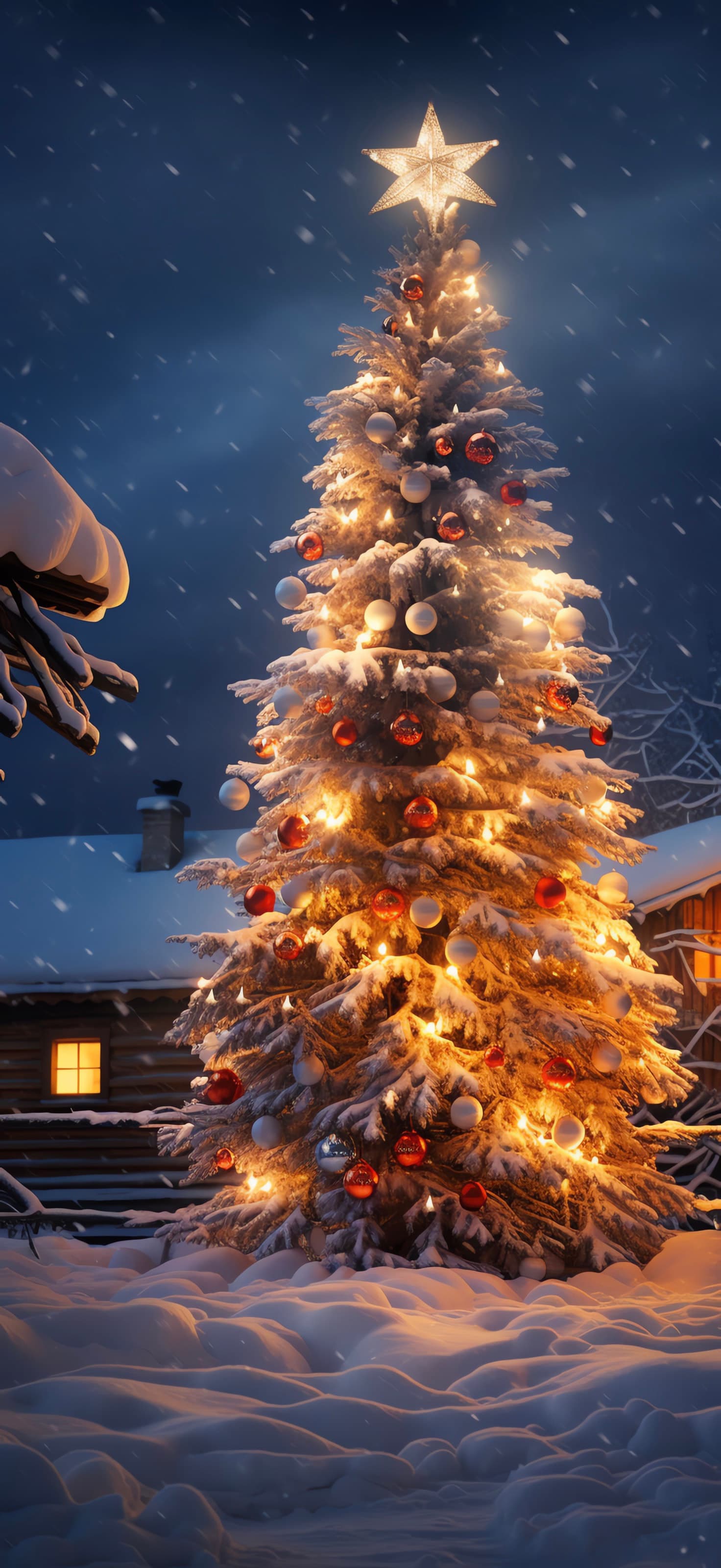 Snowy Christmas Tree - Pro phone wallpaper