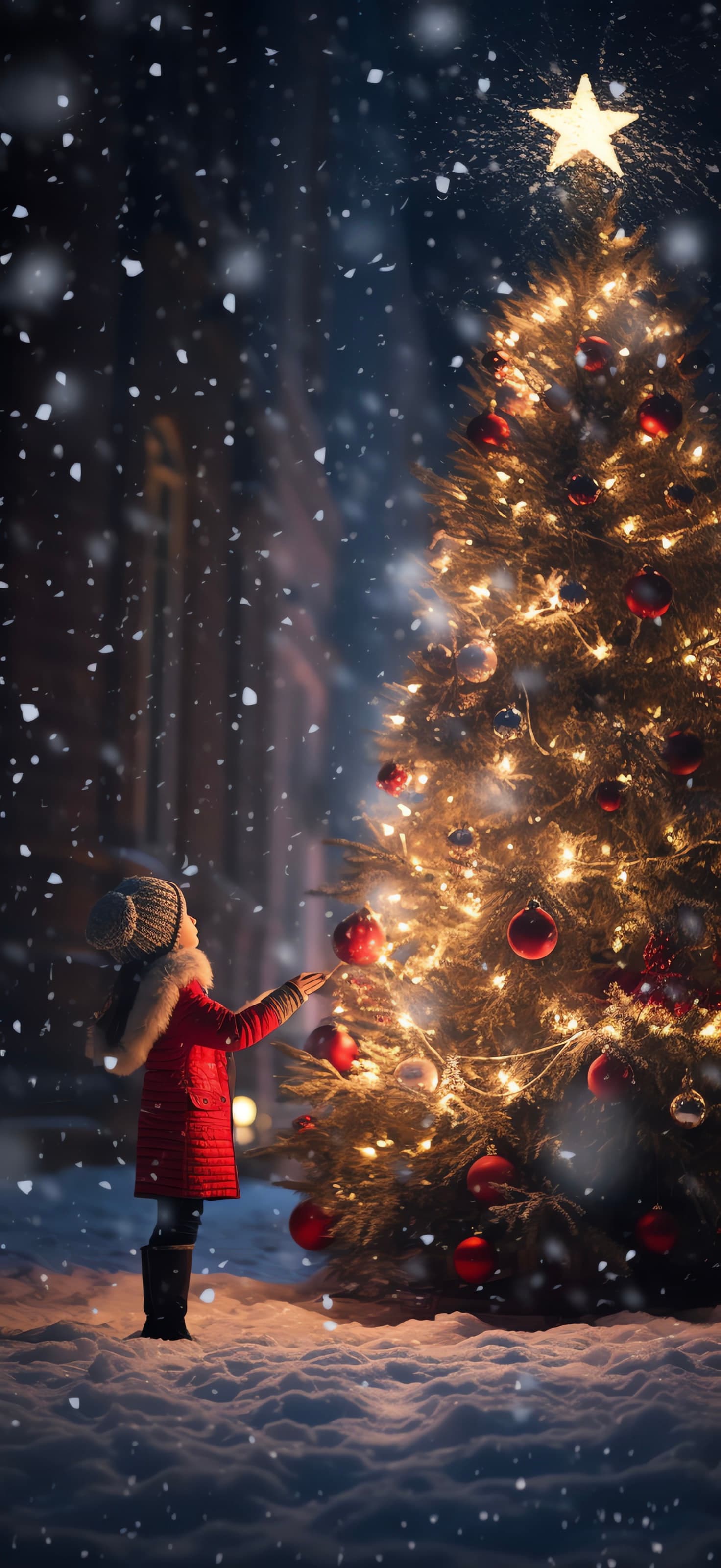 Decorating Christmas Tree - Pro phone wallpaper