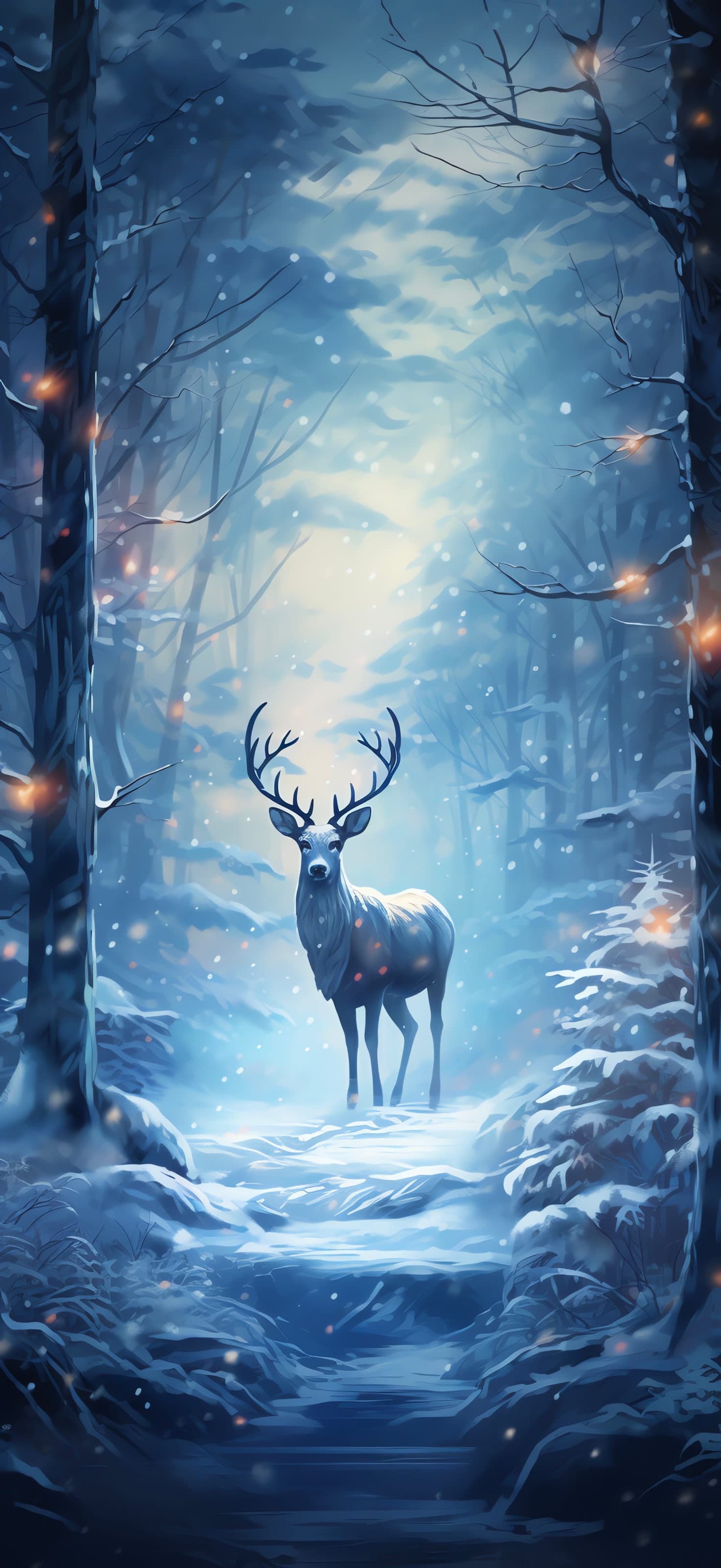 Winter Deer Scene - Pro phone wallpaper