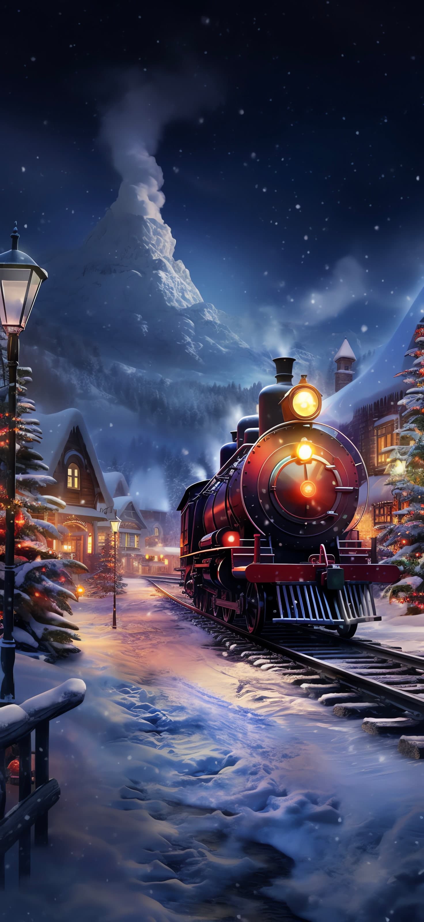 Christmas Train Scene - Pro phone wallpaper