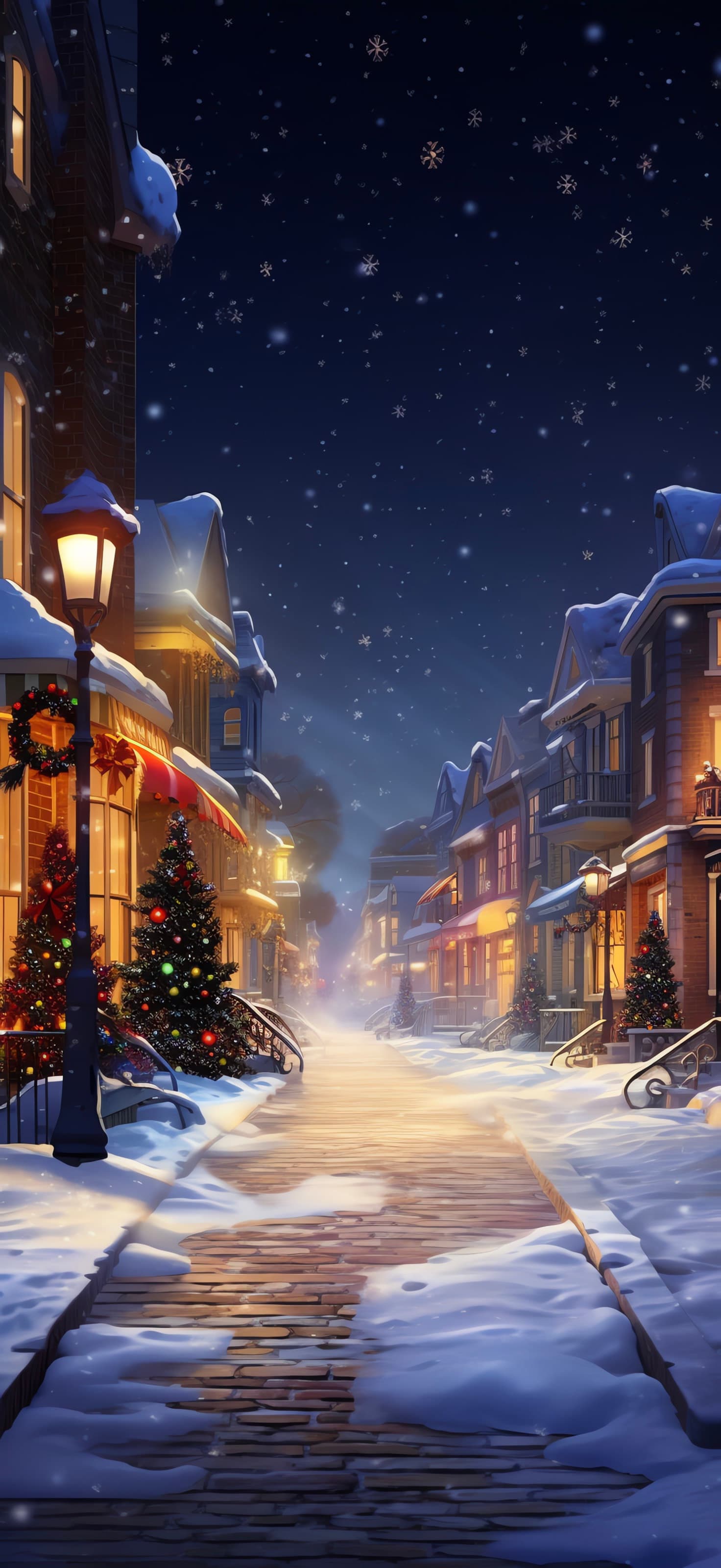 Christmas Alleyway Decor - Pro phone wallpaper