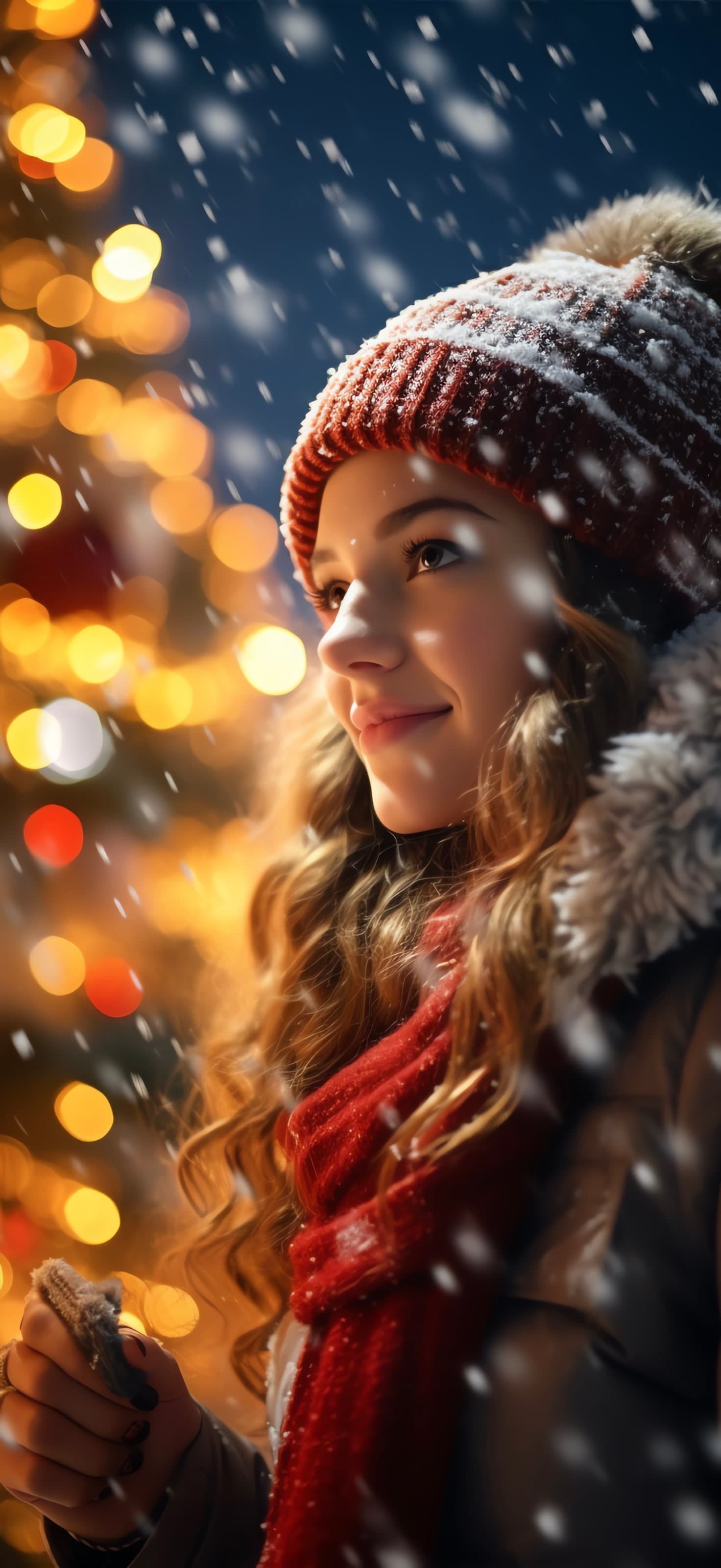 Snowy Christmas Street - Pro phone wallpaper