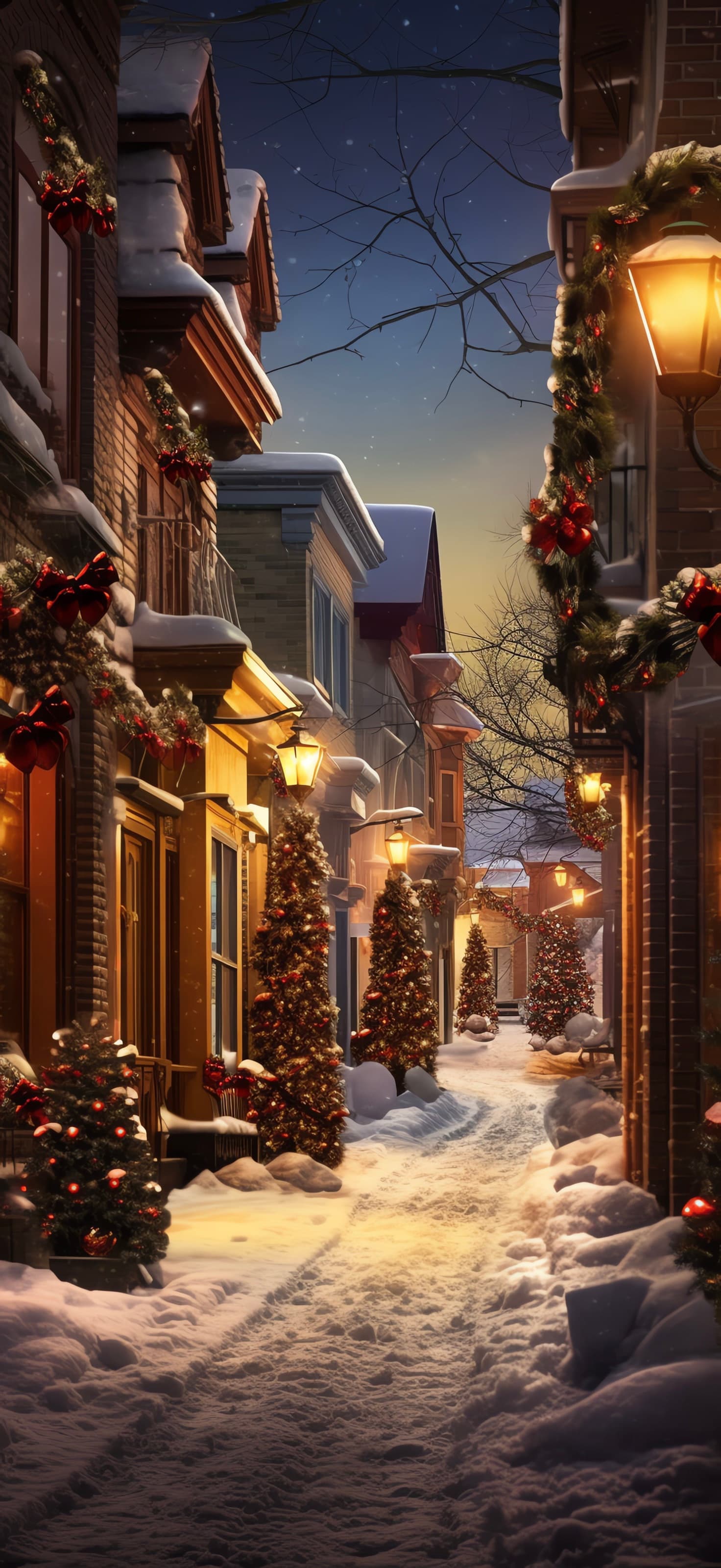 Christmas Alleyway Snow - Pro phone wallpaper