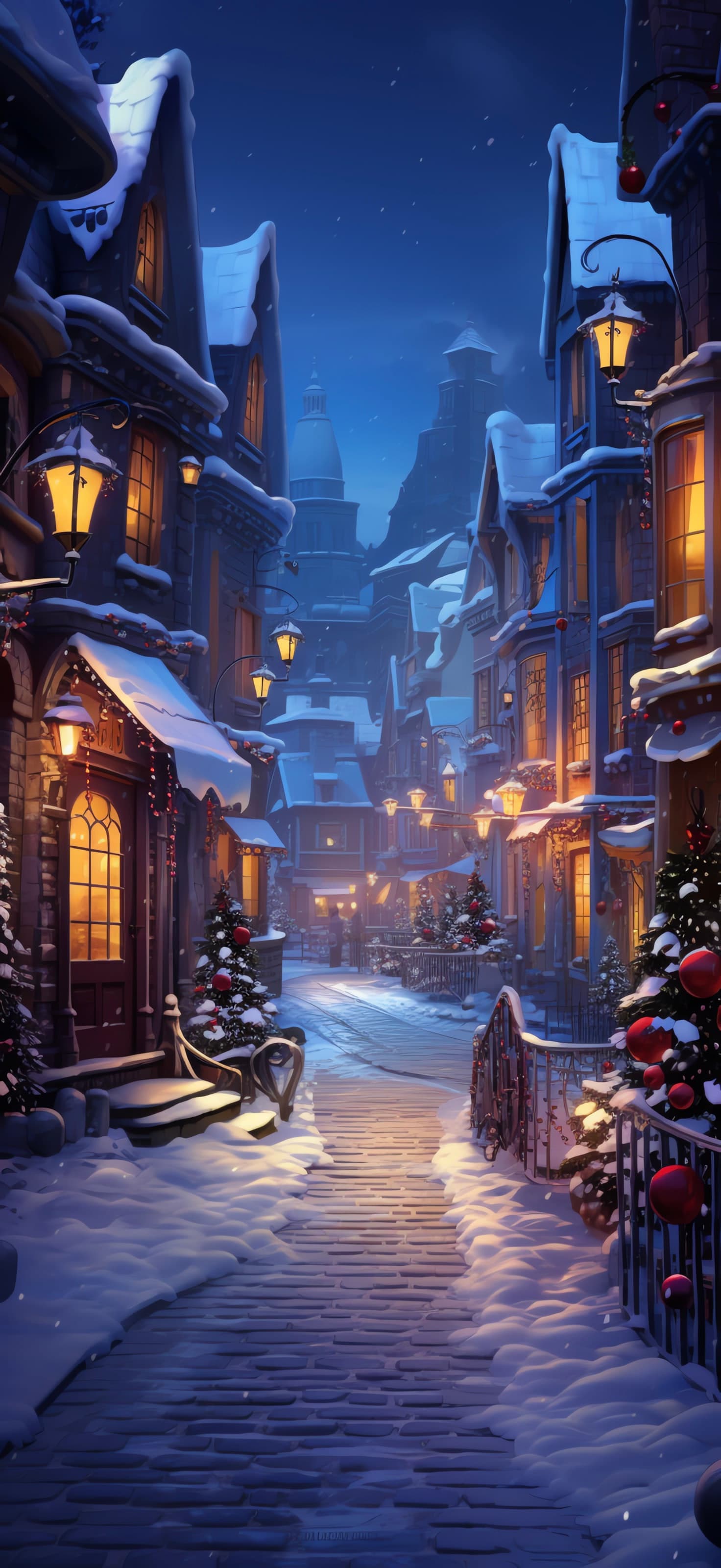 Christmas Village Night - Pro phone wallpaper