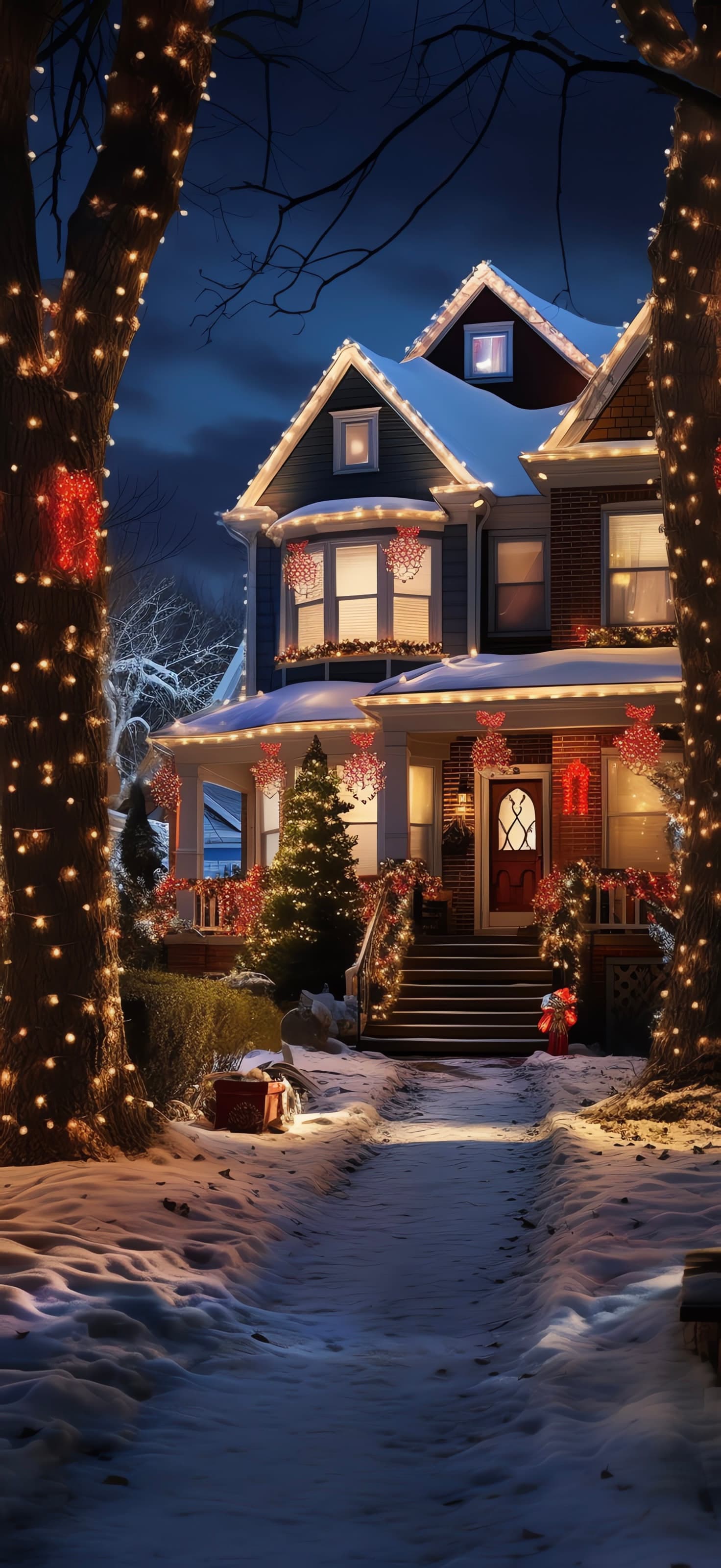 Snowy Christmas Home - Pro phone wallpaper