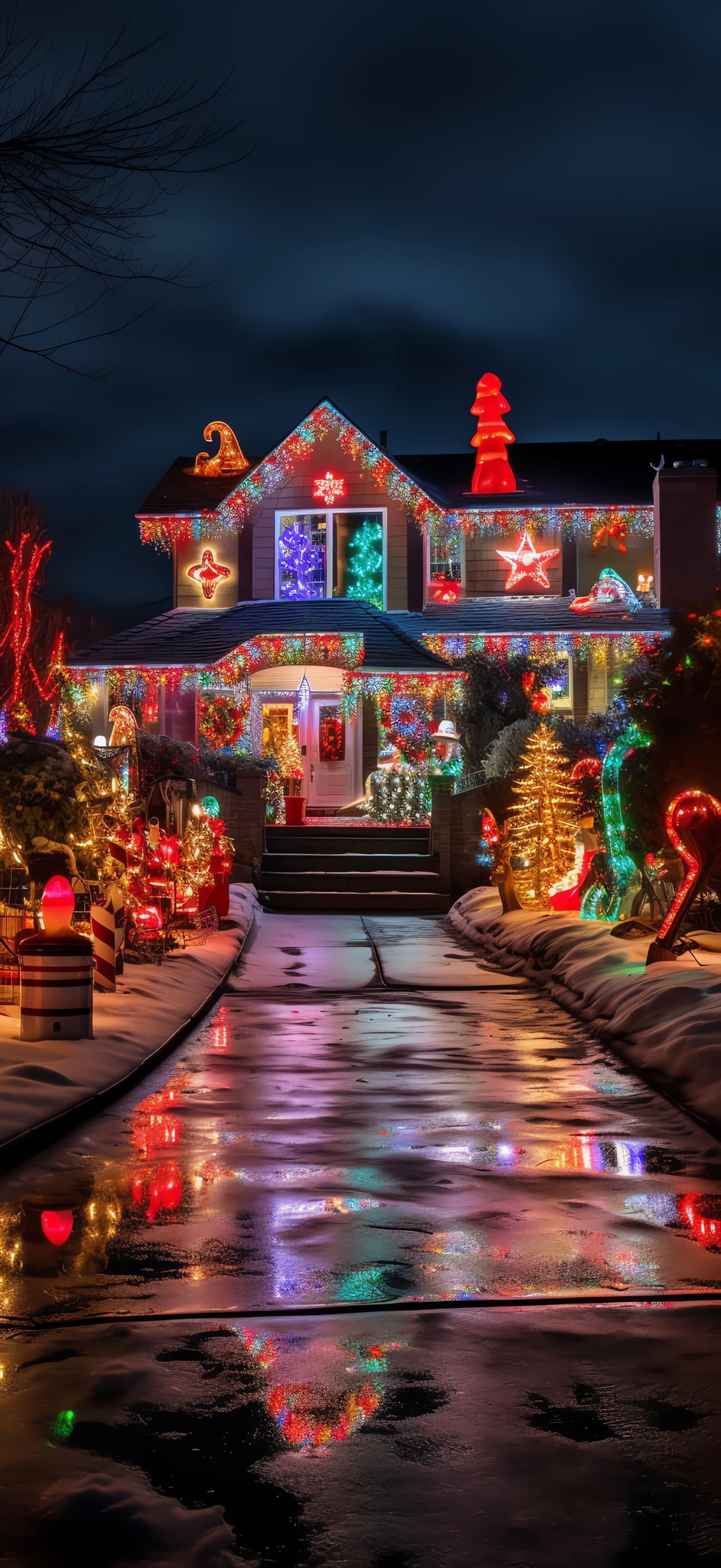 Christmas Lights Reflection - Pro phone wallpaper