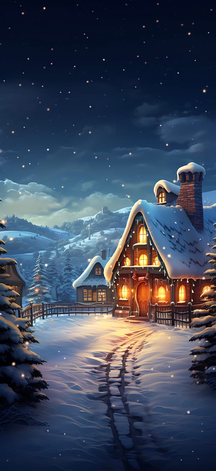 Winter Cabin - Pro phone wallpaper